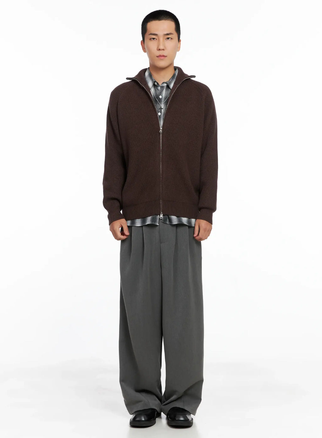 Men's Knit Zip-Up Sweater IS502