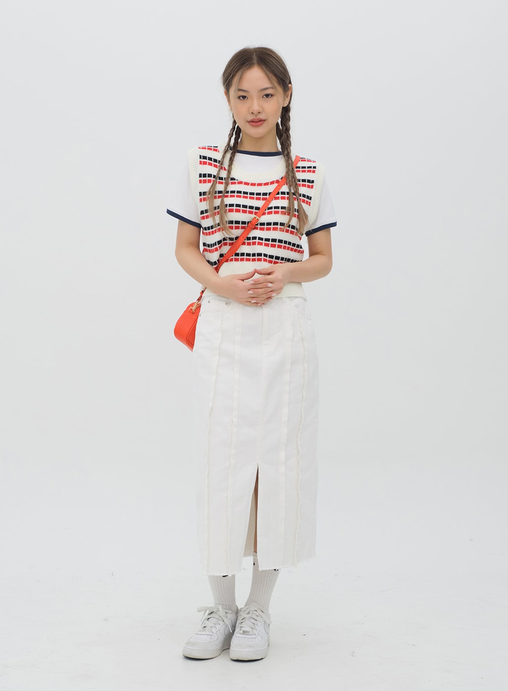 Pattern Cropped Knit Vest C1002