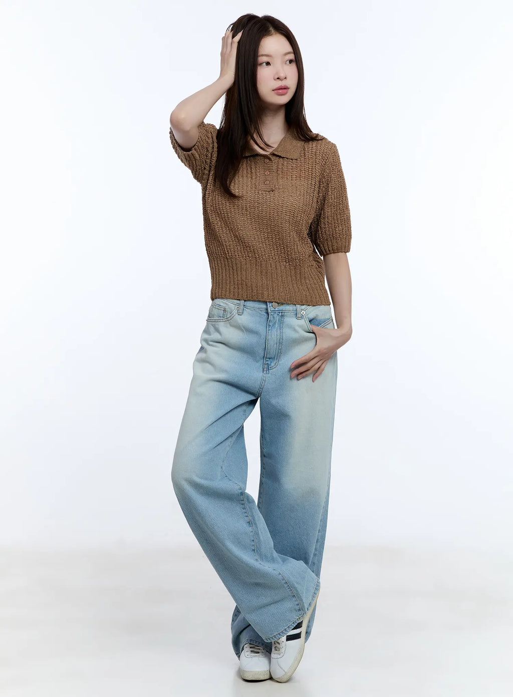 Collared Short Sleeve Sweater CU513