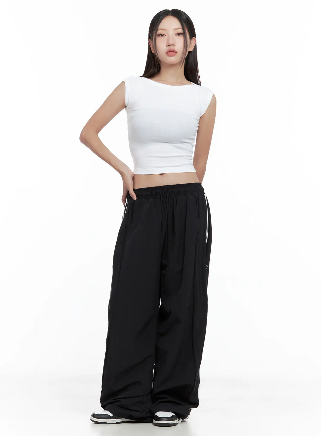 Striped Wide-Leg Nylon Track Pants CL509