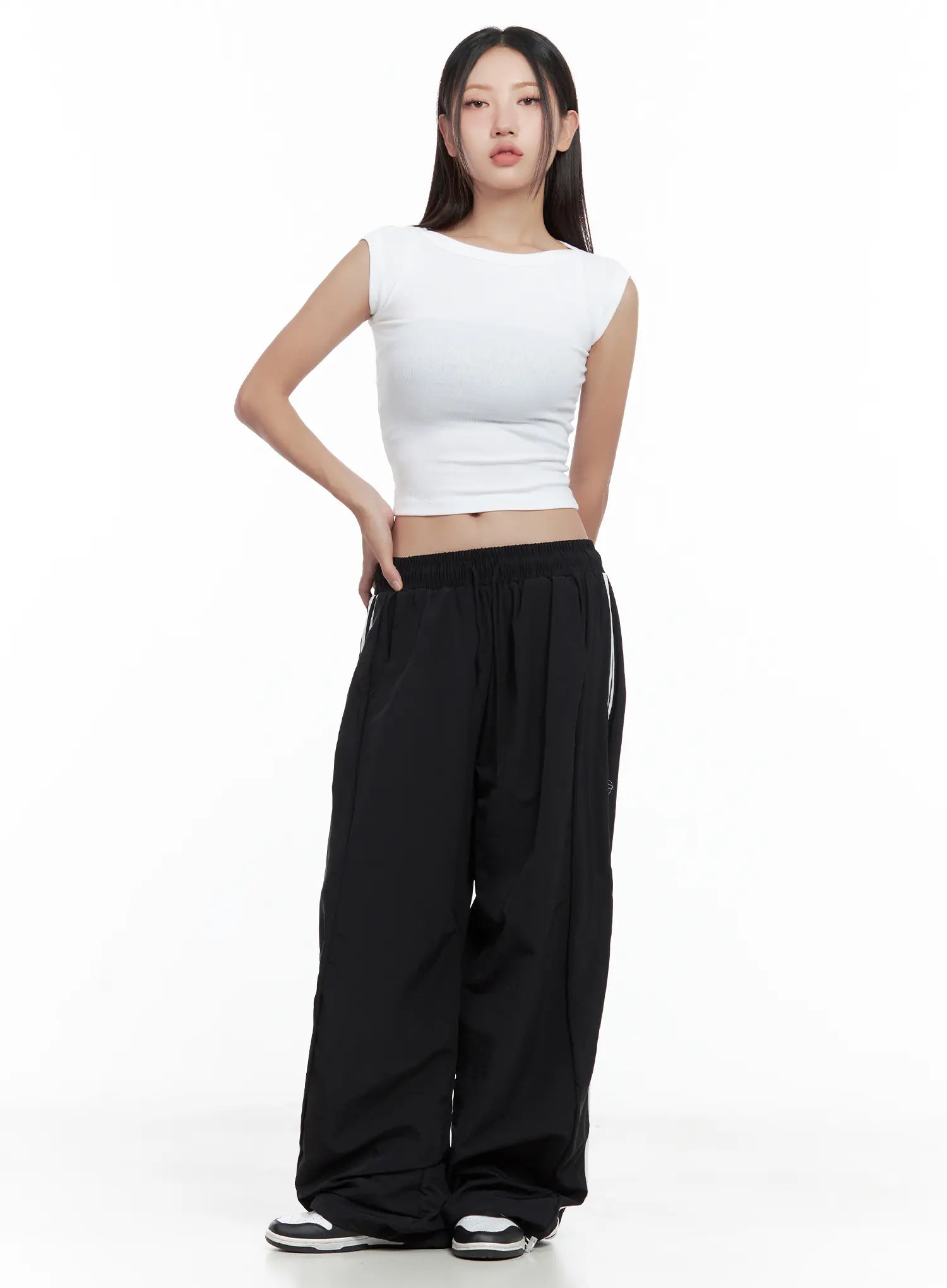 Striped Wide-Leg Nylon Track Pants CL509