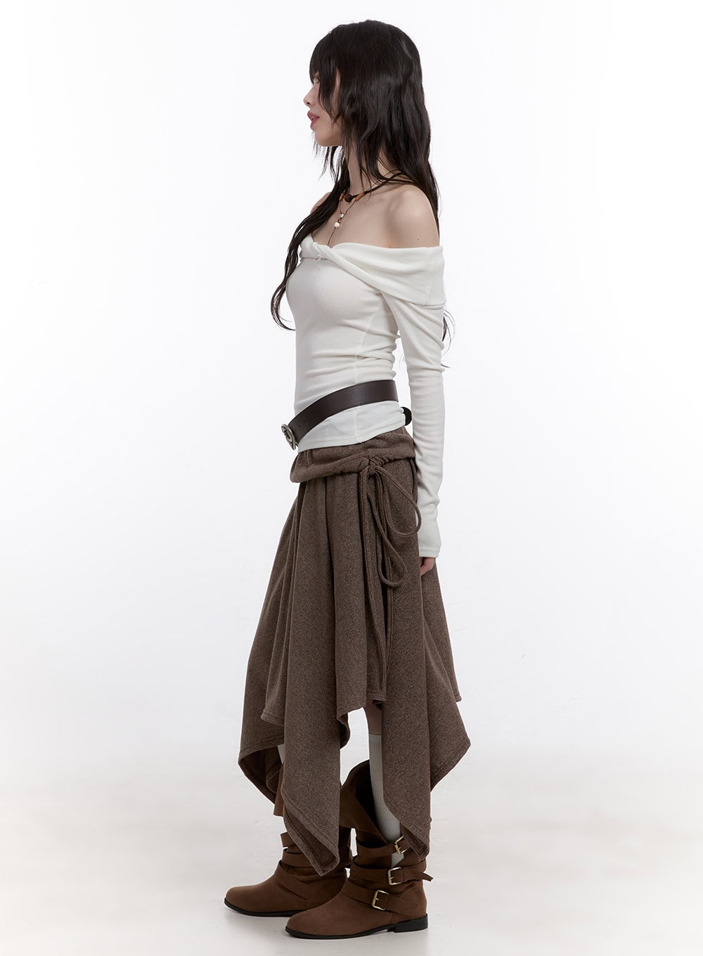 Off-Shoulder Twist Long-Sleeve Top CF511