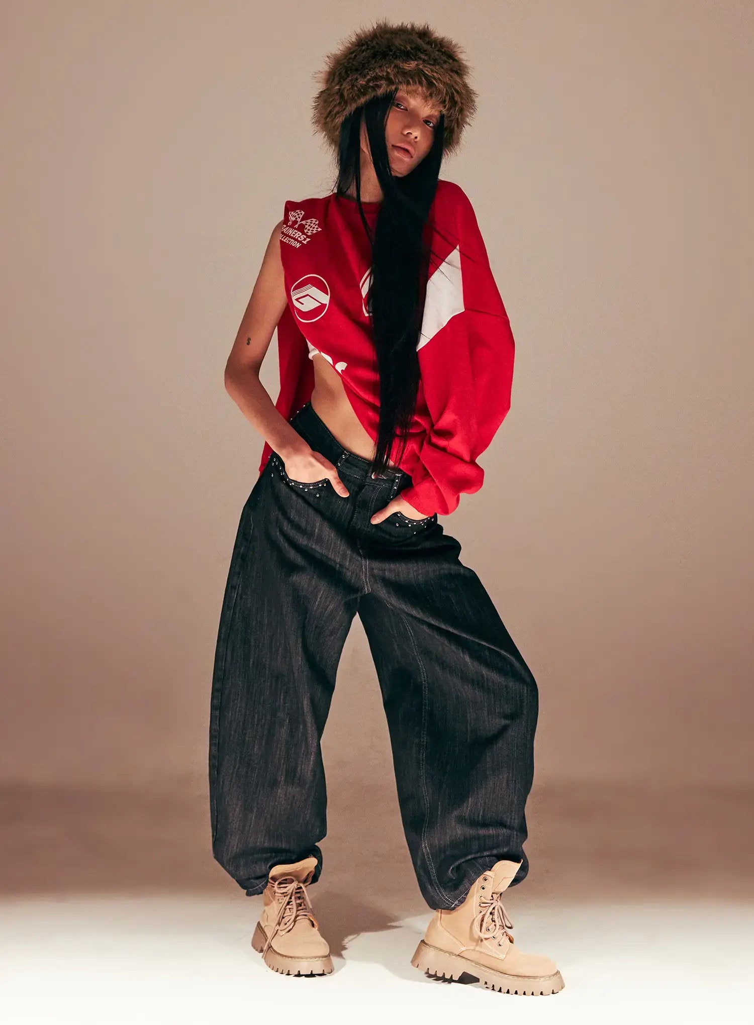 Oversized Graphic Jersey Sweatshirt CS509