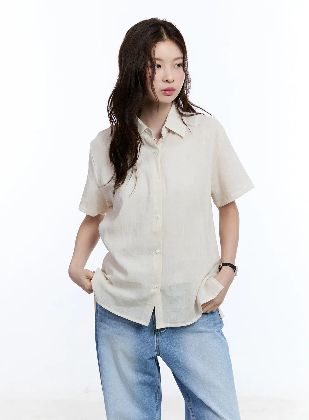 Linen Short-Sleeve Collared CU513