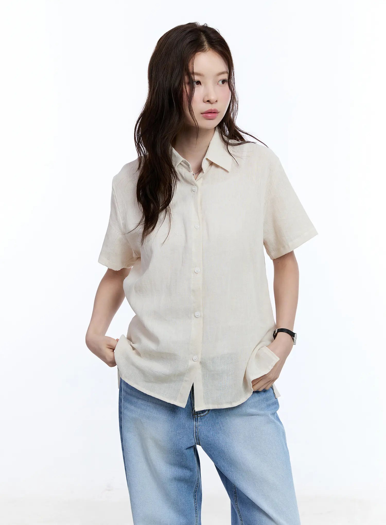Linen Short-Sleeve Collared CU513