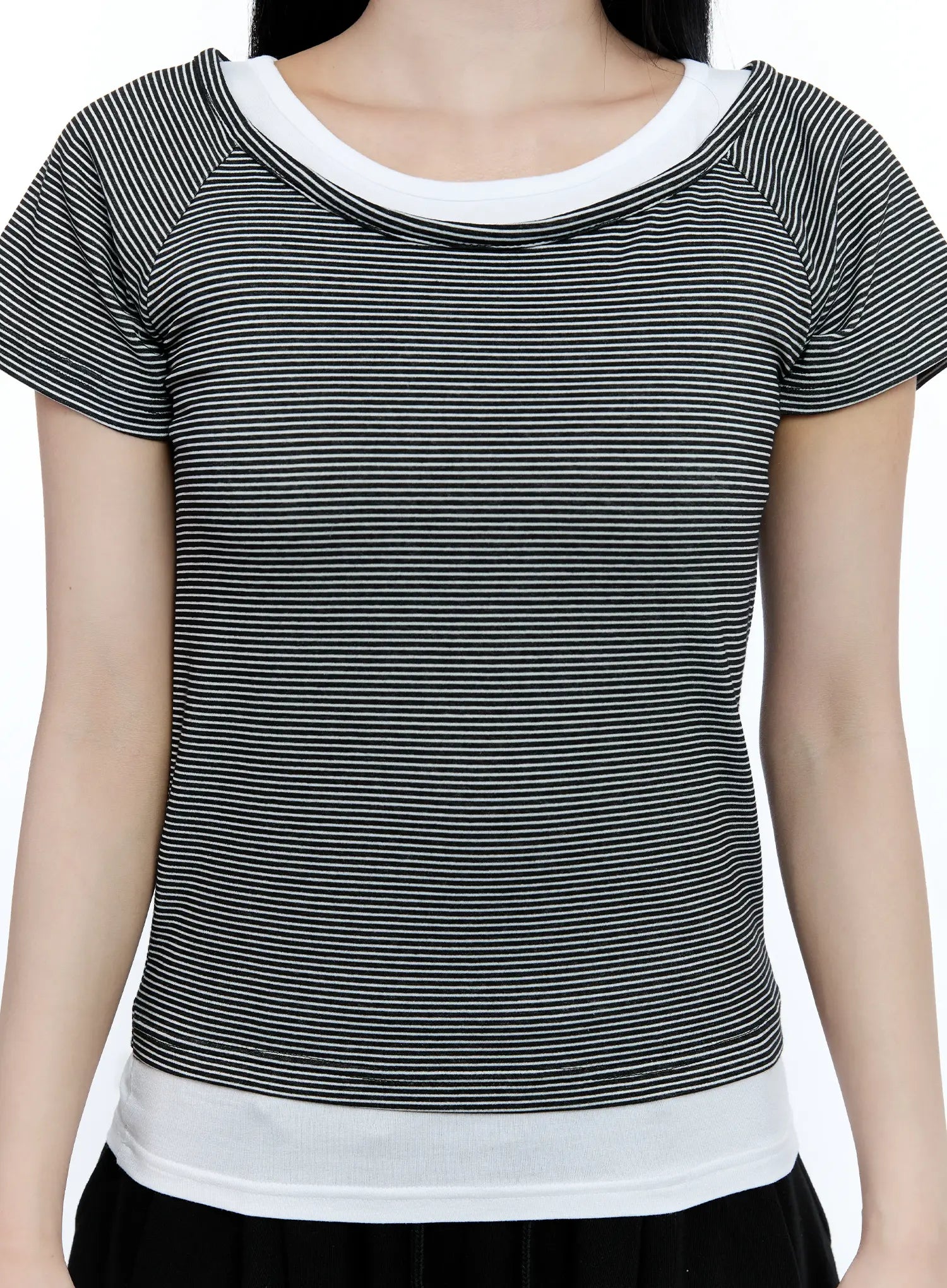 Striped Layered Short-Sleeve Tee CG513