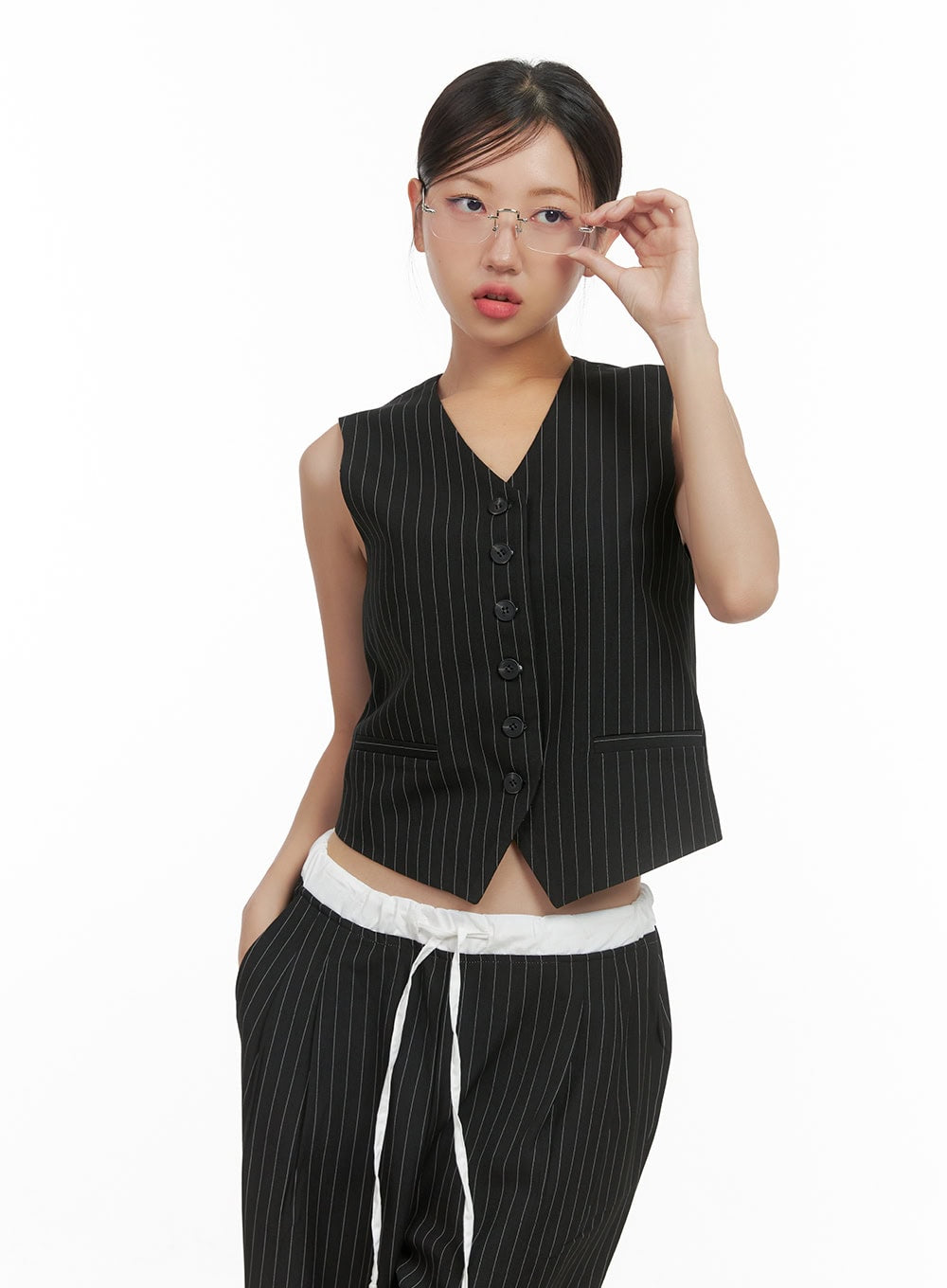 Striped V-Neck Vest CS405