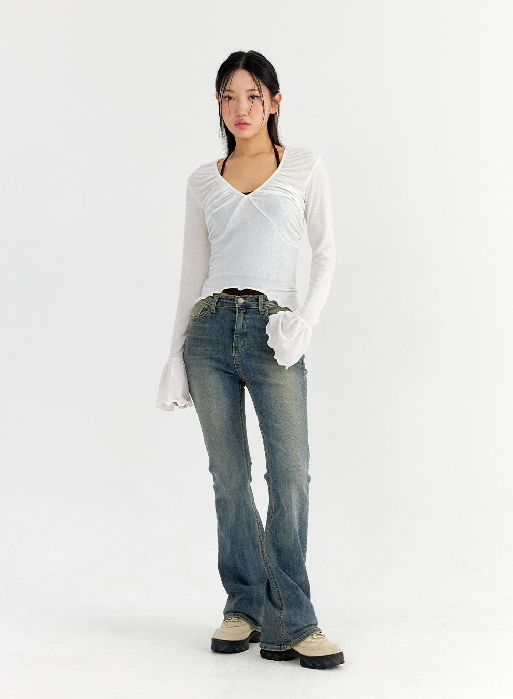 Slim Washed Bootcut Jeans CO327