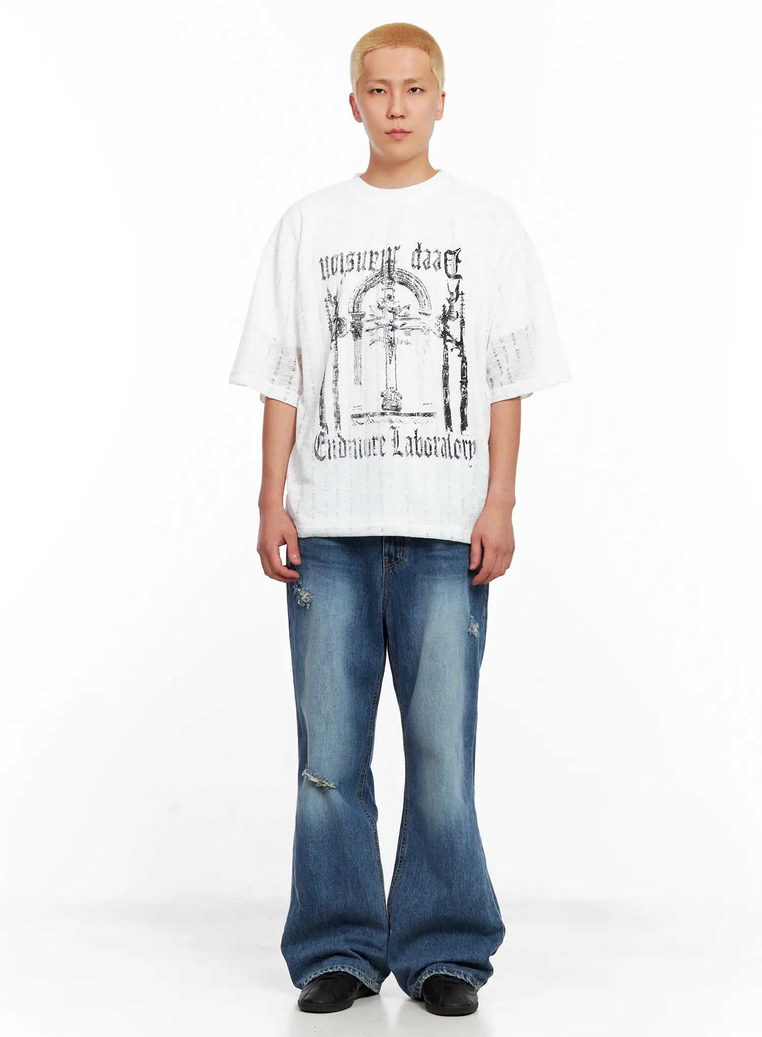 Men's Grunge Gothic Knit Tee IL514