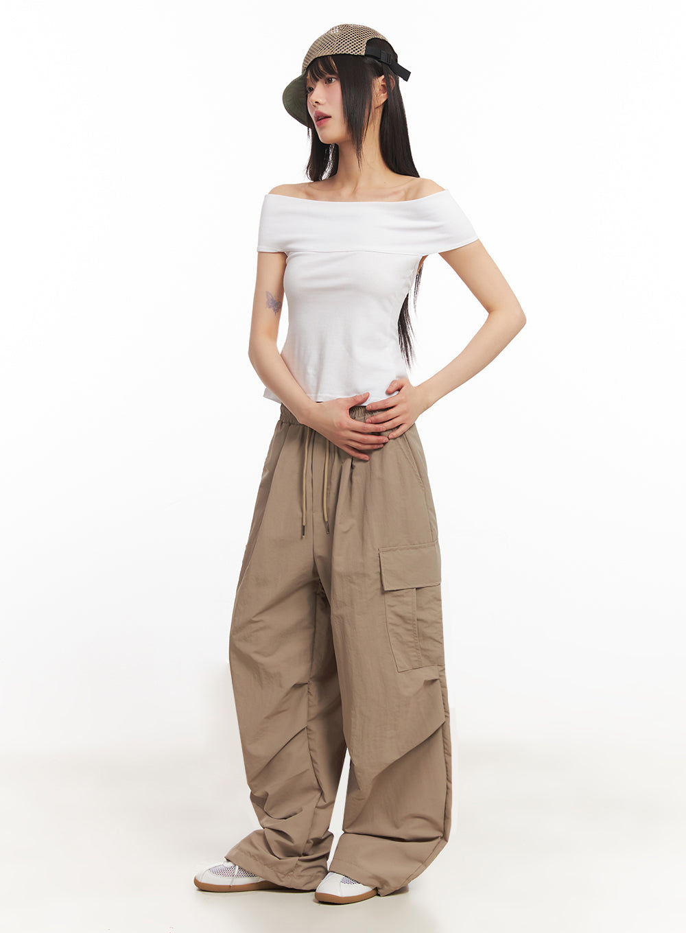 Cargo Wide-Leg Windbreaker Pants IY502
