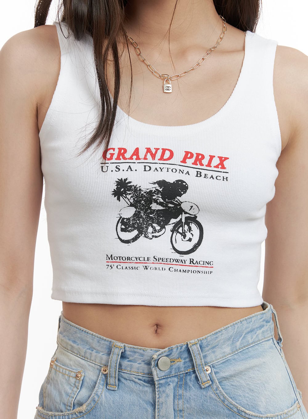 Graphic Cropped Tank Top CY417