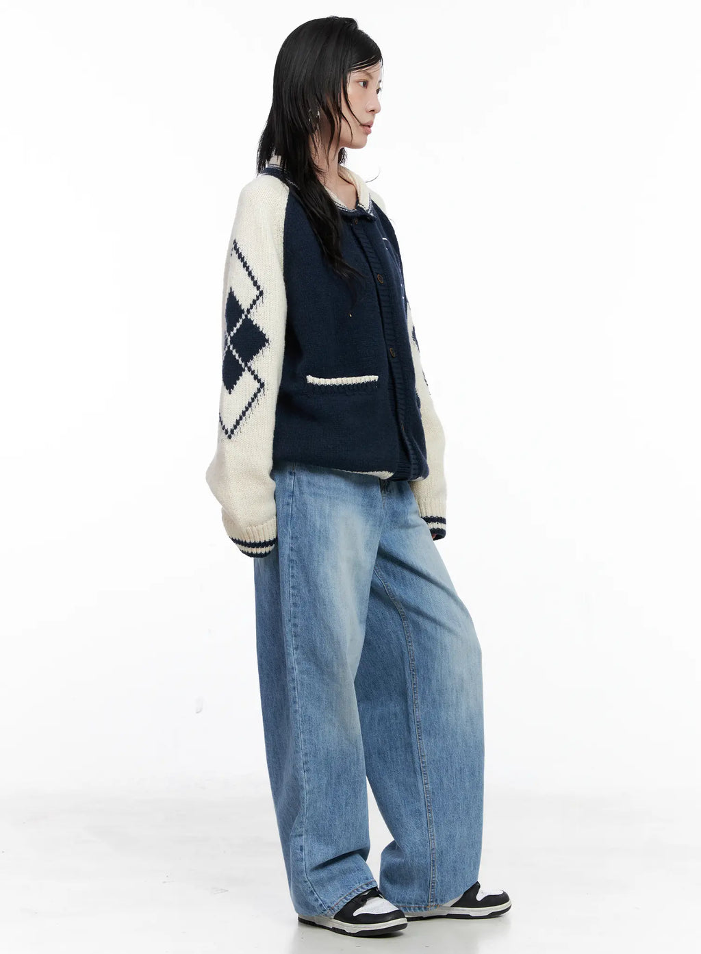 Varsity Knit Buttoned Cardigan CS529