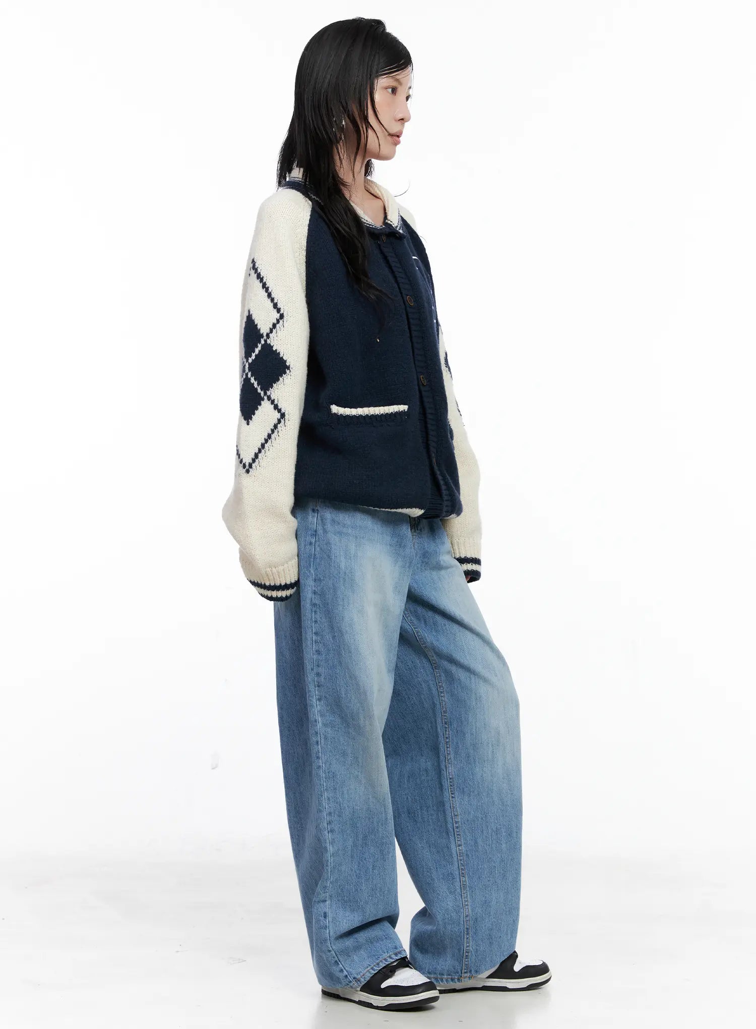 Varsity Knit Buttoned Cardigan CS529