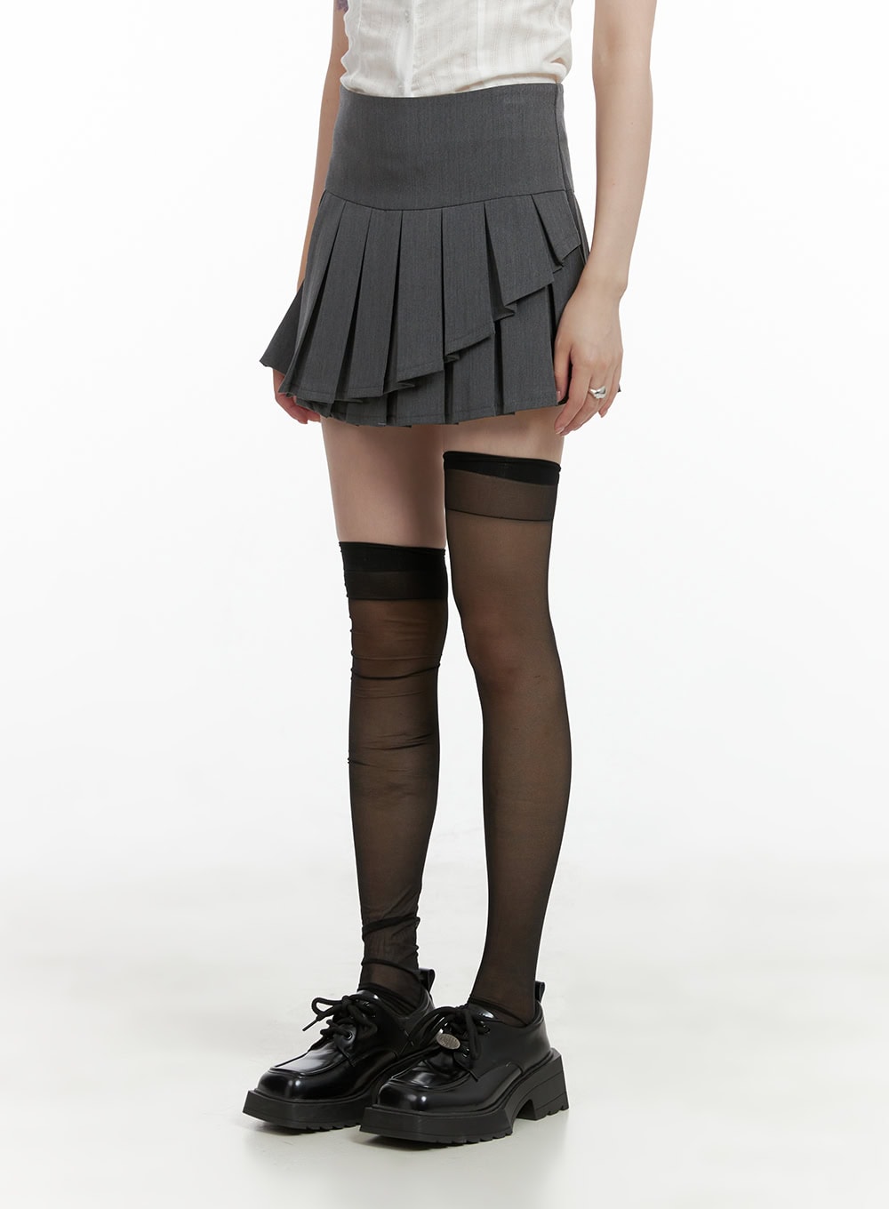 Unbalanced Pleated Mini Skirt CL412