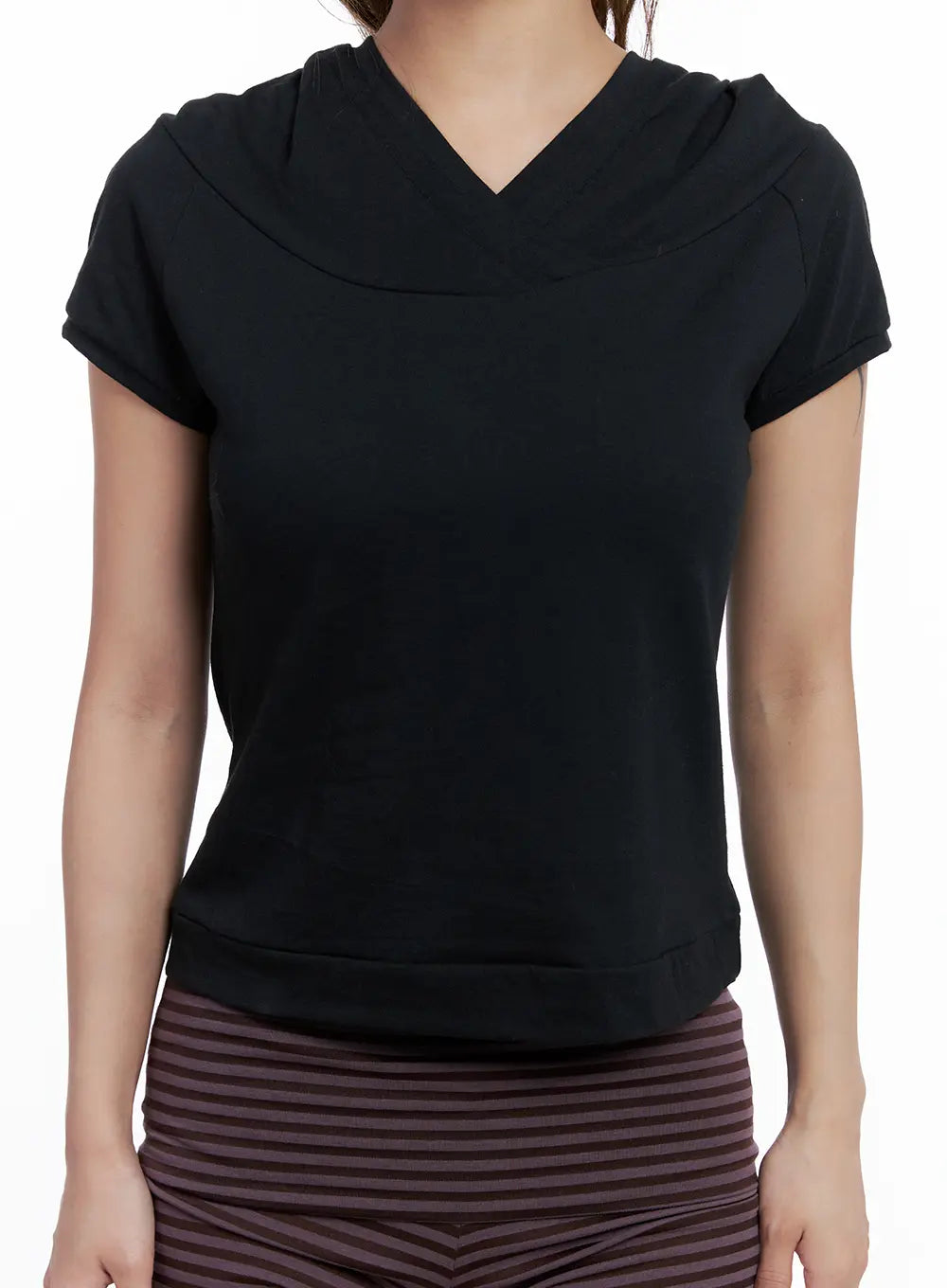 Black Short Sleeve Hoodie CL511