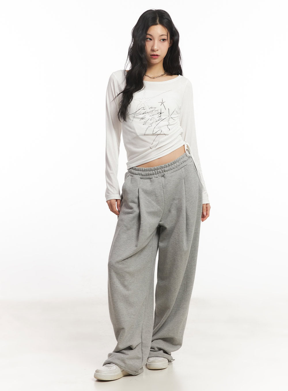 Pintuck Wide-Leg Sweatpants CA504