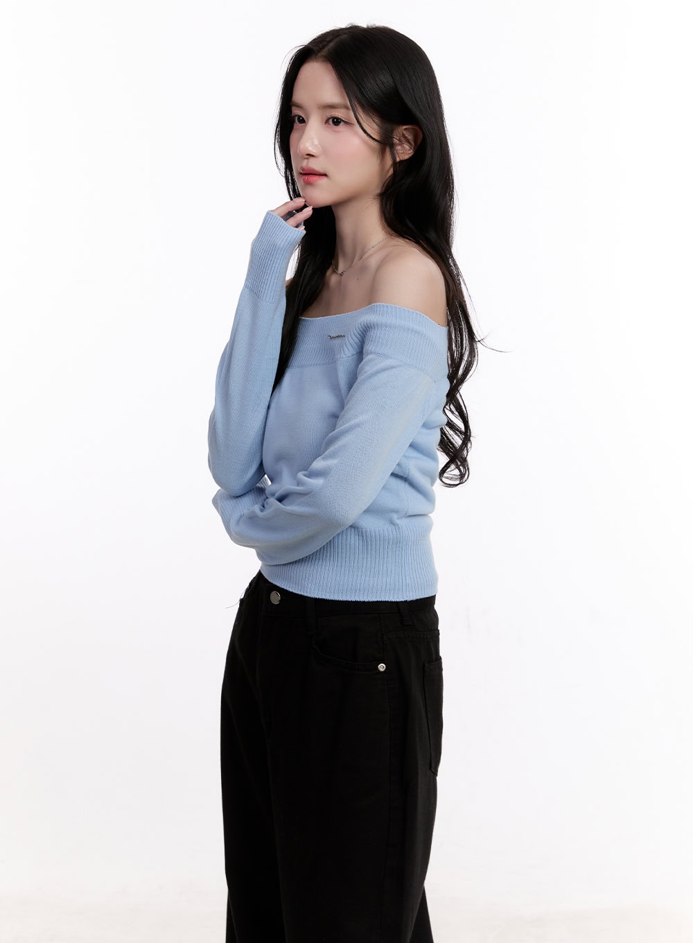 Elegant Off-Shoulder Crop Sweater CM527