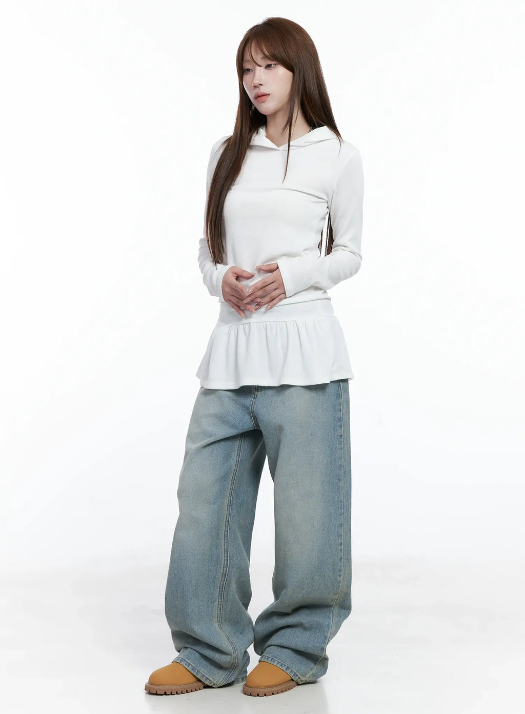 Frill Ribbed Hoodie CS501