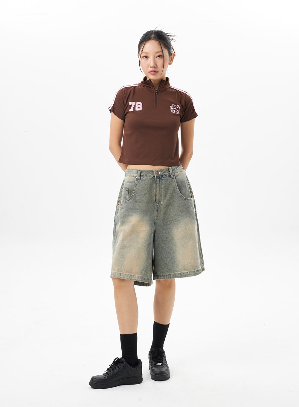 Low Rise Denim Bermuda Pants CU316