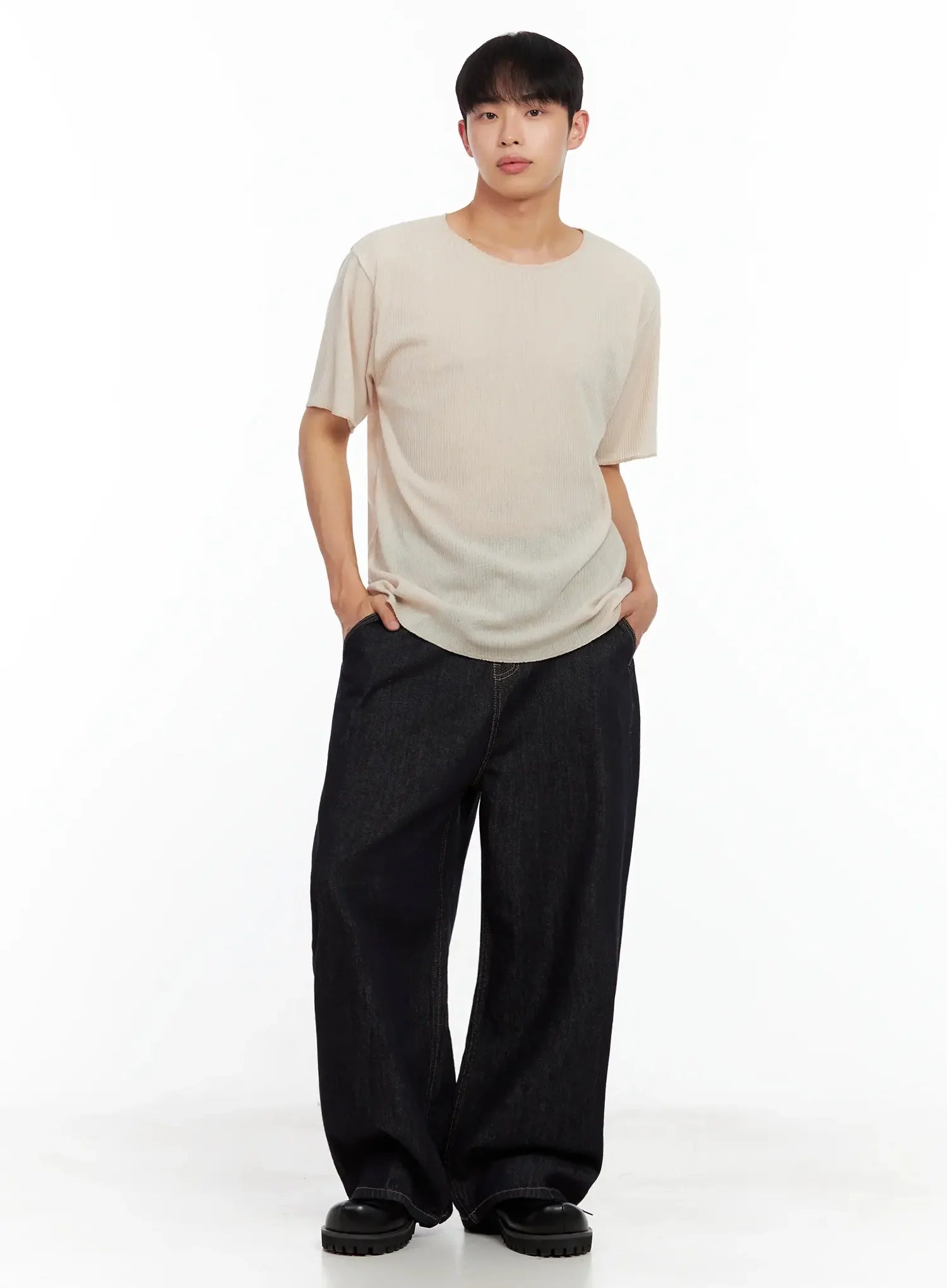 Men's Dark Denim Baggy Jeans IL516