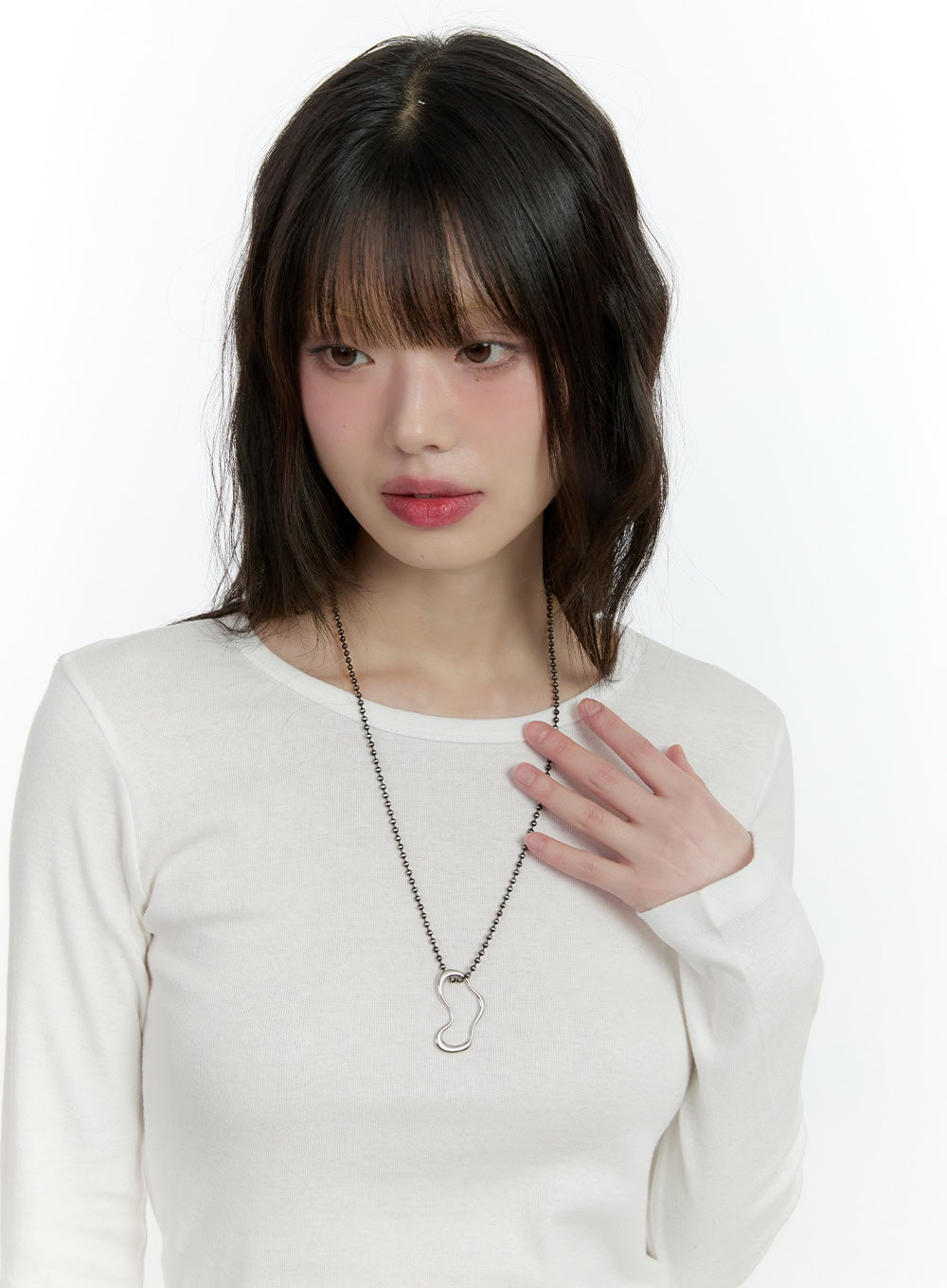 Silver Pendant Ball-Chain Necklace CF507