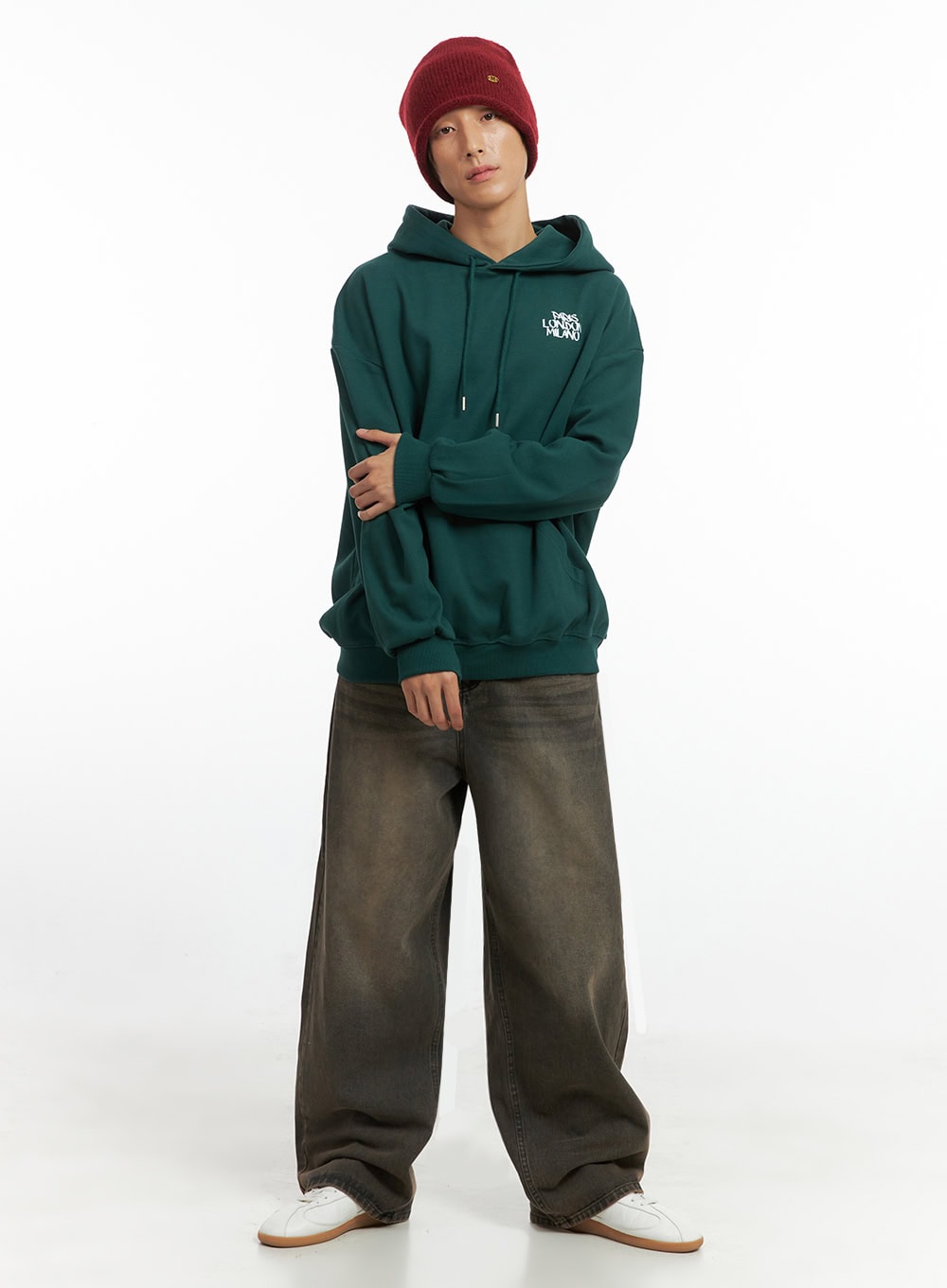 Men's Cotton Hooded Sweatshirt (Dark green) IO402