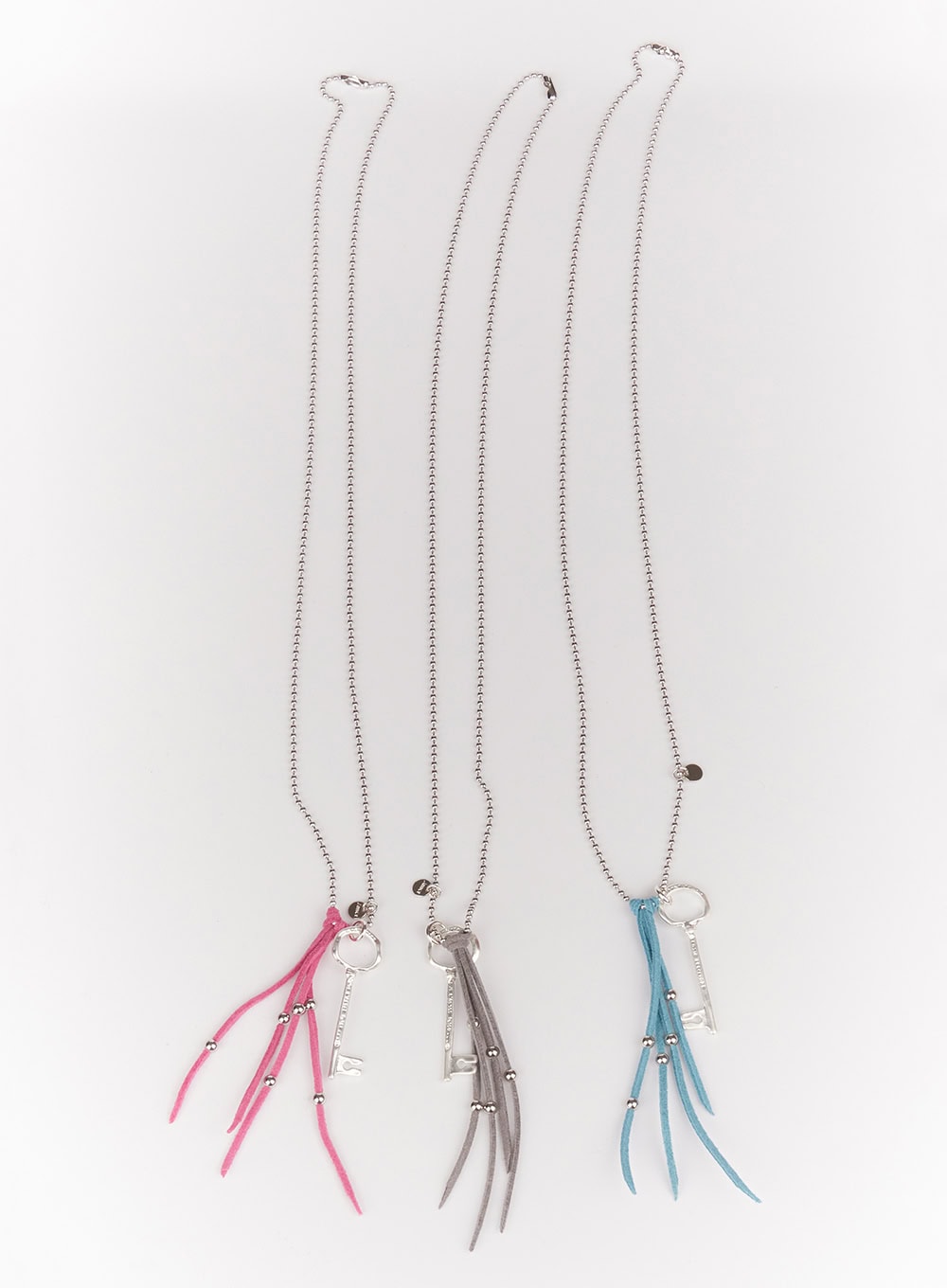 Key Fringe Long Necklace (Pink) IM531