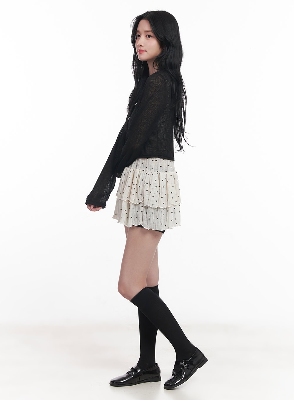 Sheer Buttoned Crop Cardigan CY526