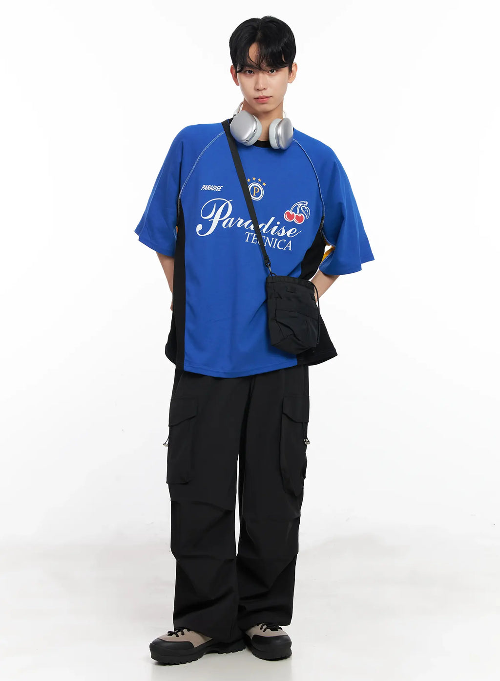 Men's Parachute Wide-Leg Cargo Pants IL504