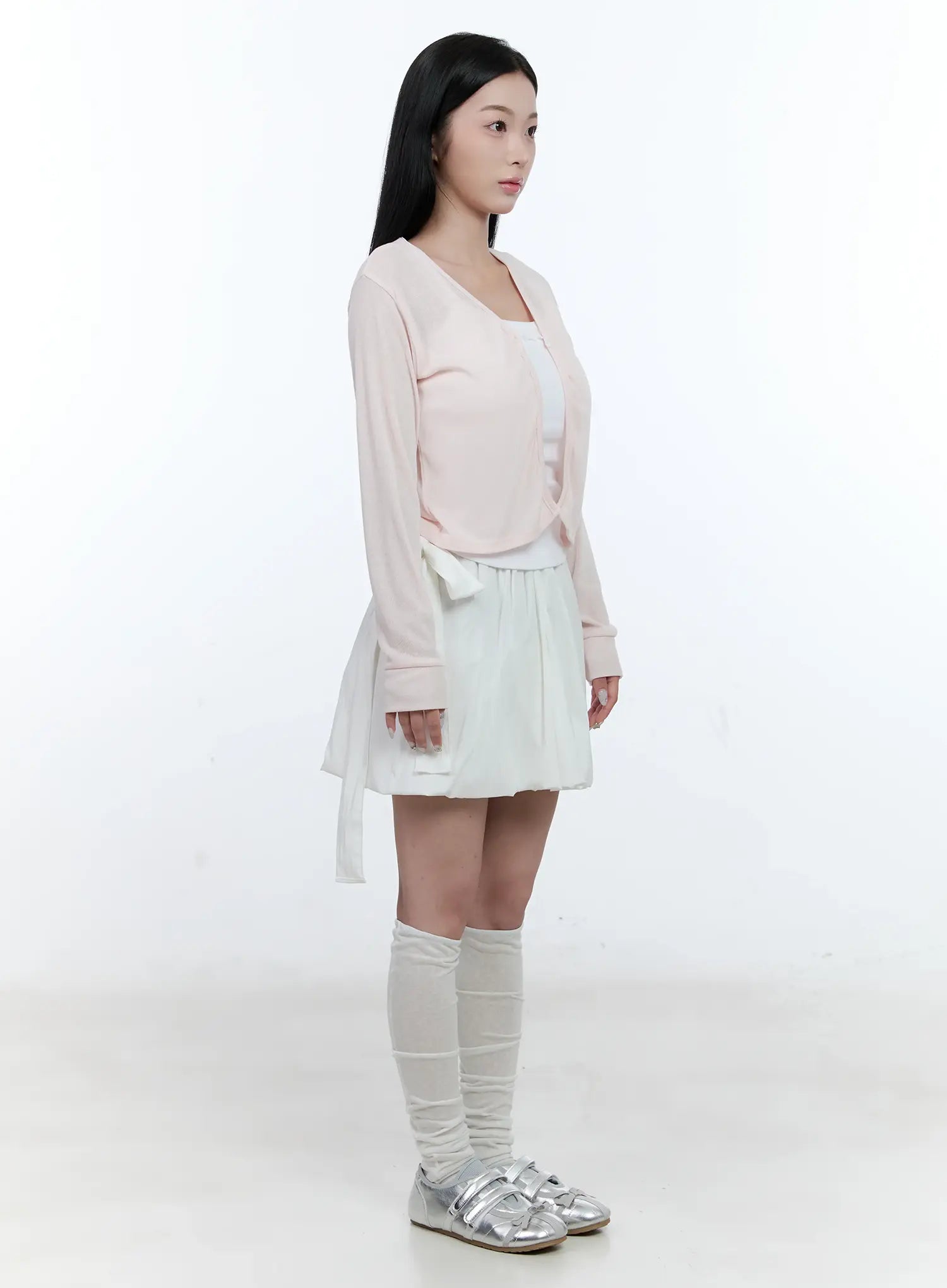 Sheer V-Neck Basic Cardigan CL530