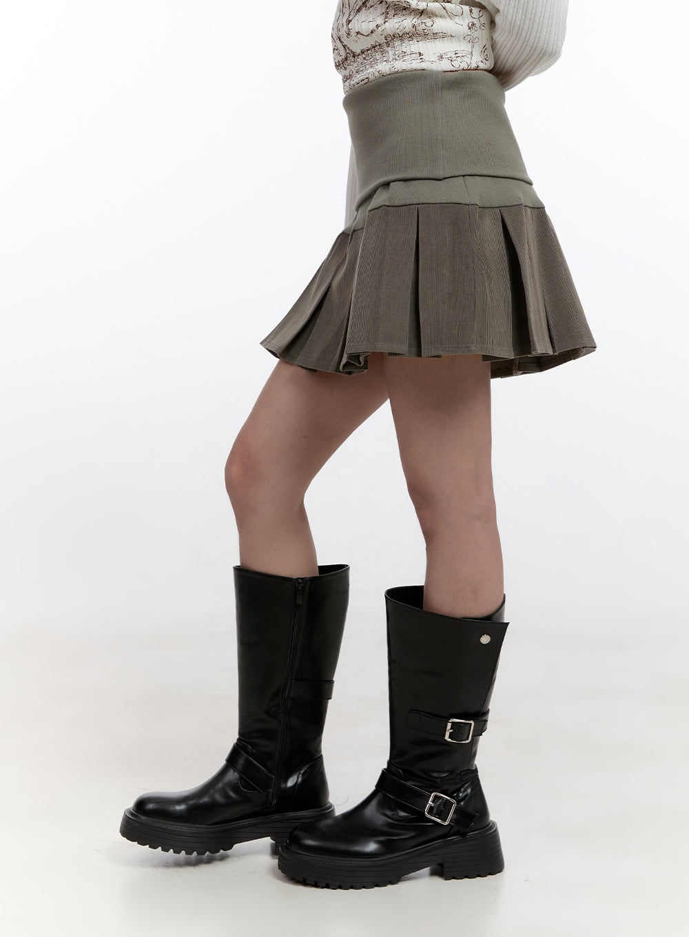 Cotton Pleated Mini Skirt CN425