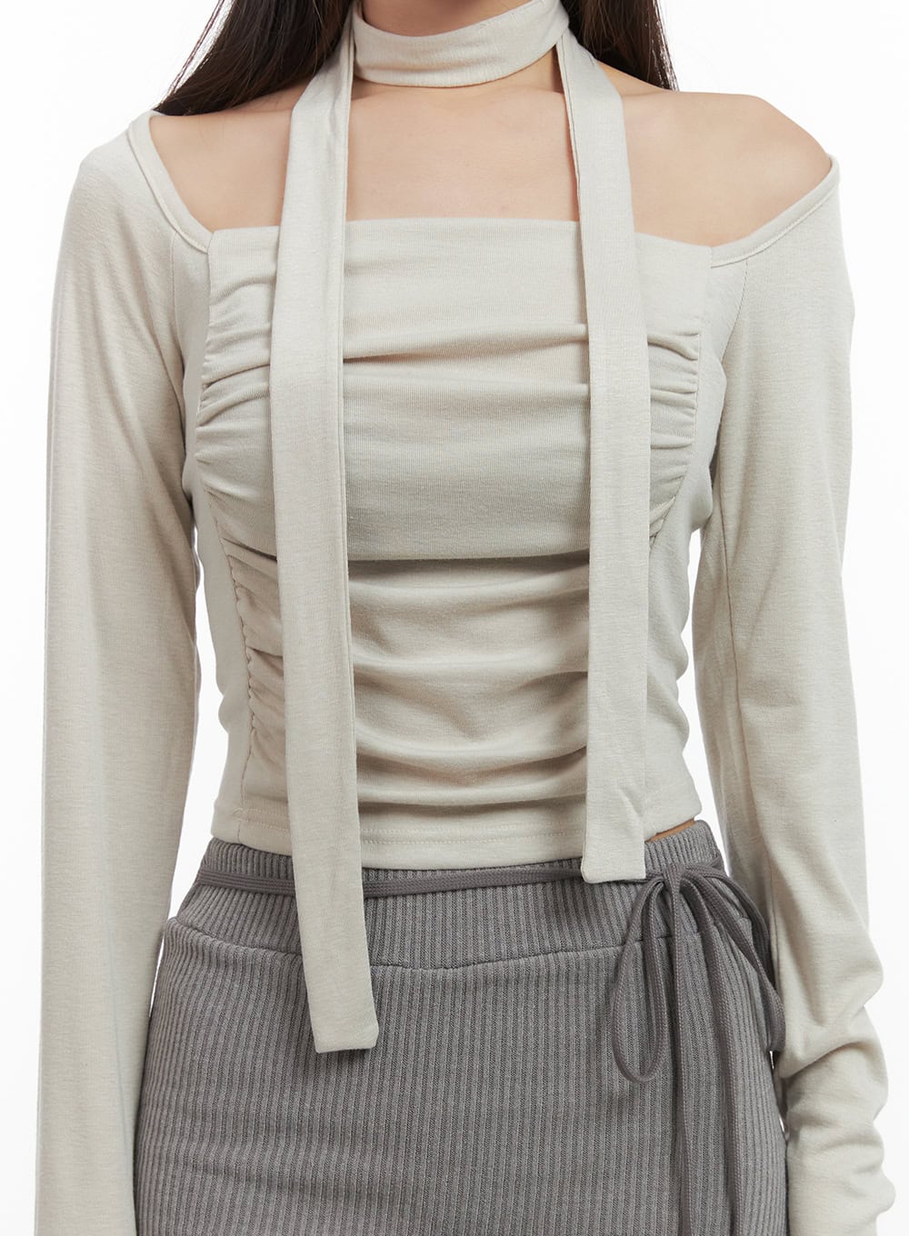 Shirred Square Neck Crop Top CO417