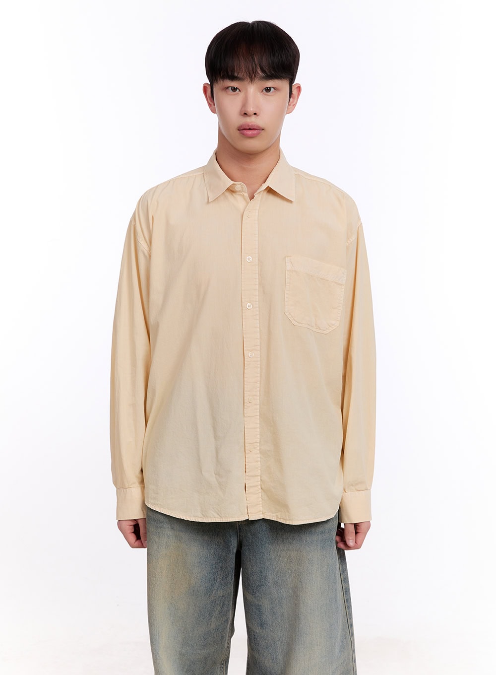 Men's Loose-Fit Long Sleeve Collared Shirt IM512