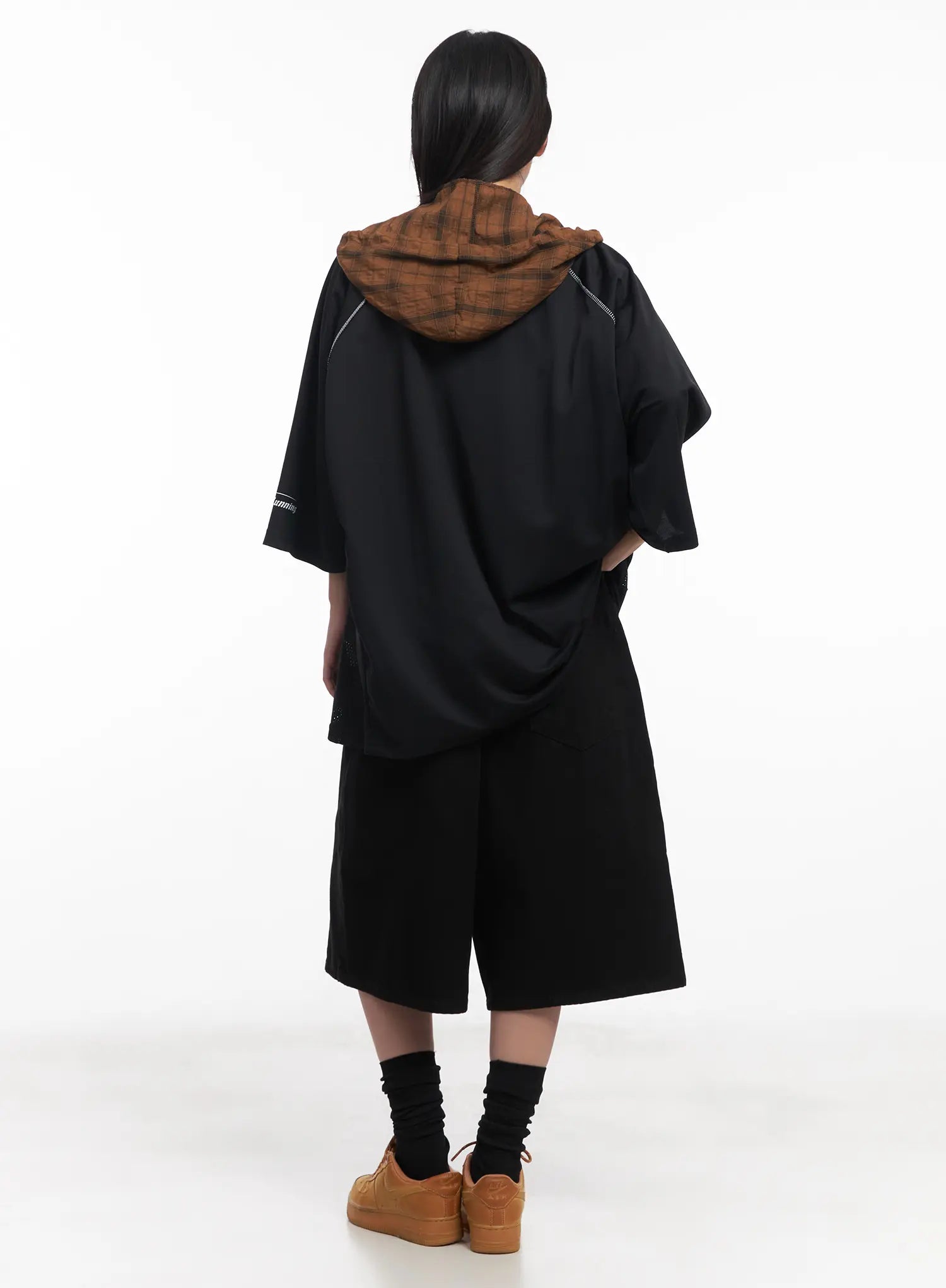 Plaid Hooded Oversized Shirt CU517