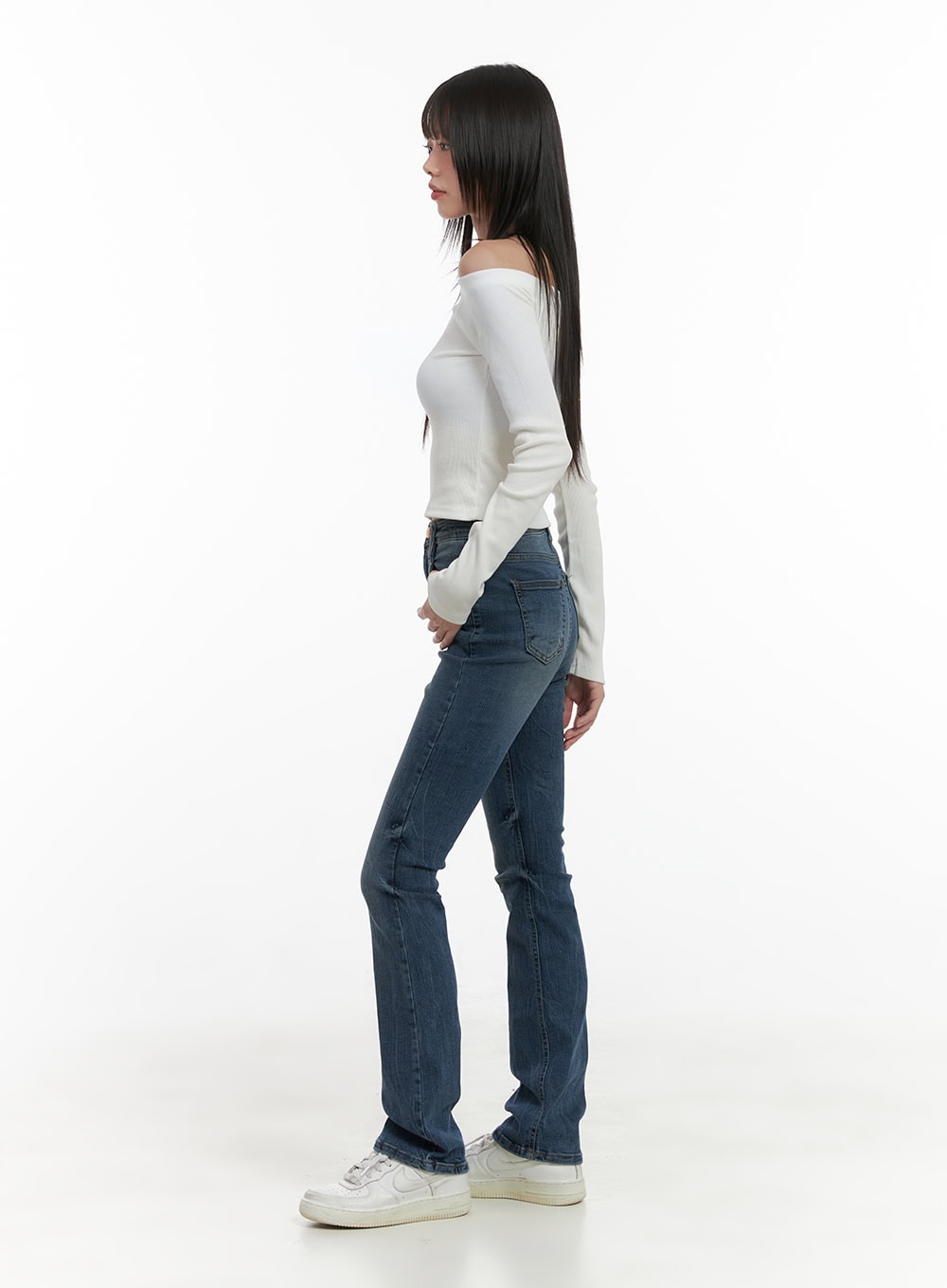 Pixie Slim Washed Bootcut Jeans CG427