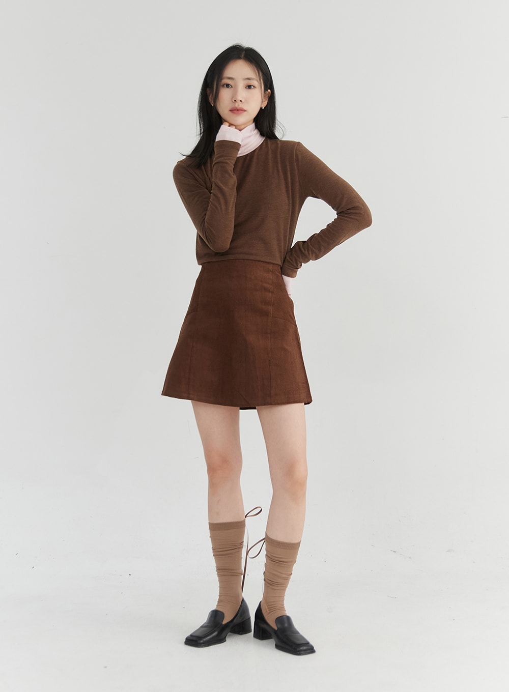 Corduroy Banded Mini Skirt OO331