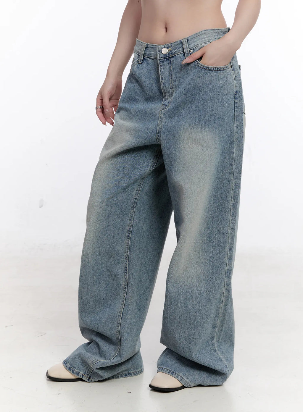 Ines Washed Wide Leg Jeans CS530