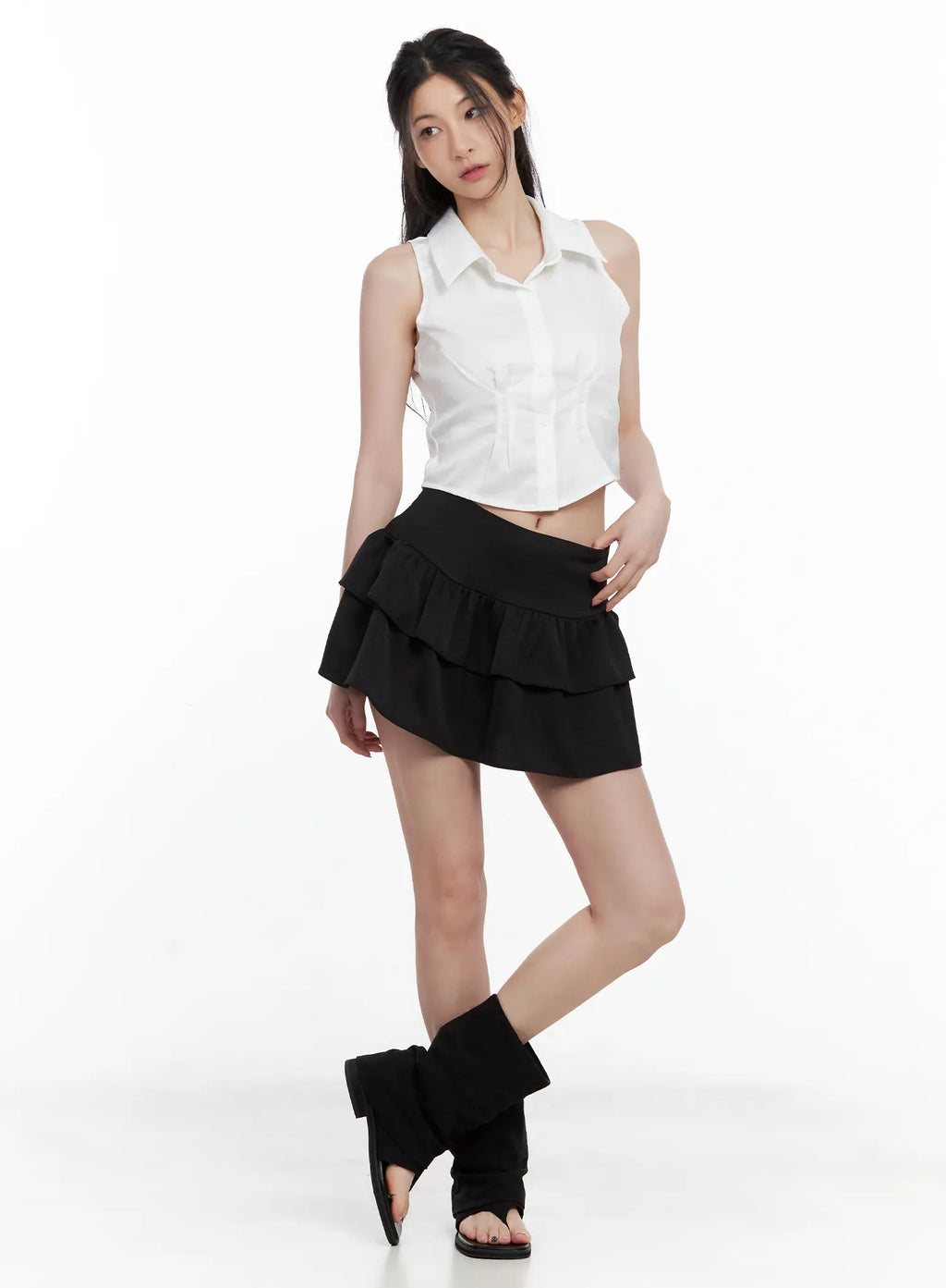 Sleeveless Collared Blouse CU530
