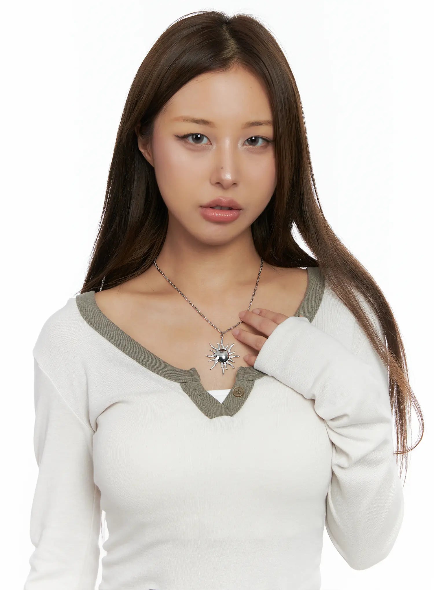 Silver Sun Pendant Necklace CS505