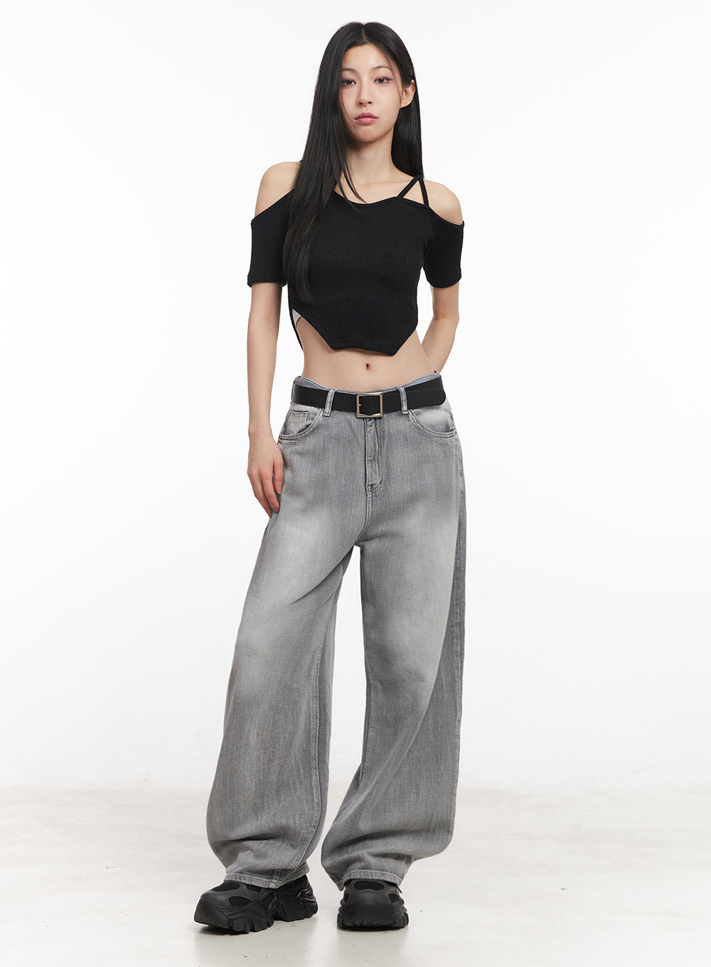 Strappy Off-Shoulder Crop Top IY516