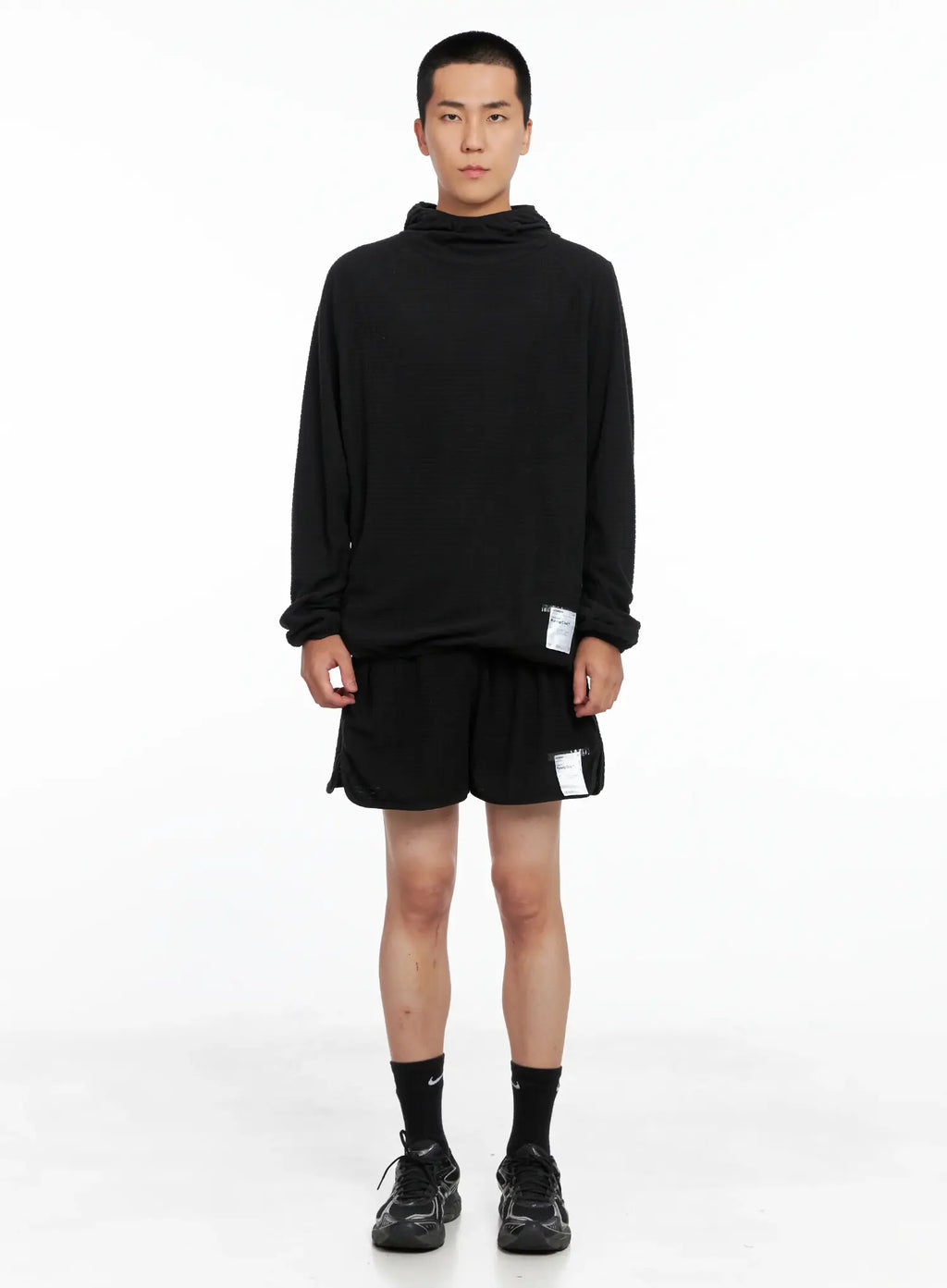 Men's Textured Label Detail Shorts US502