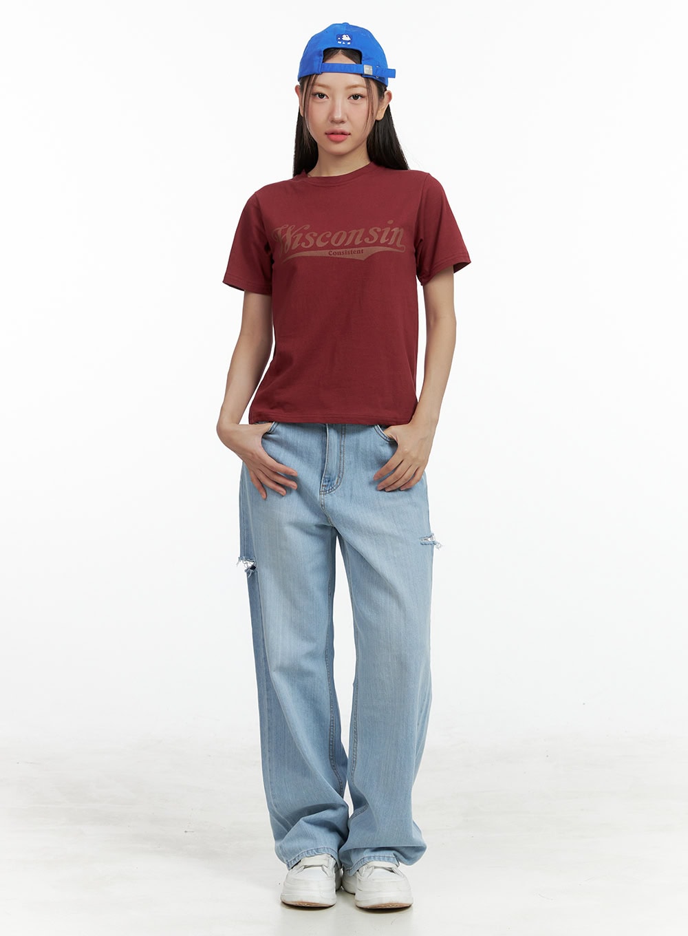 Cut-Out Wide Leg Jeans OL408
