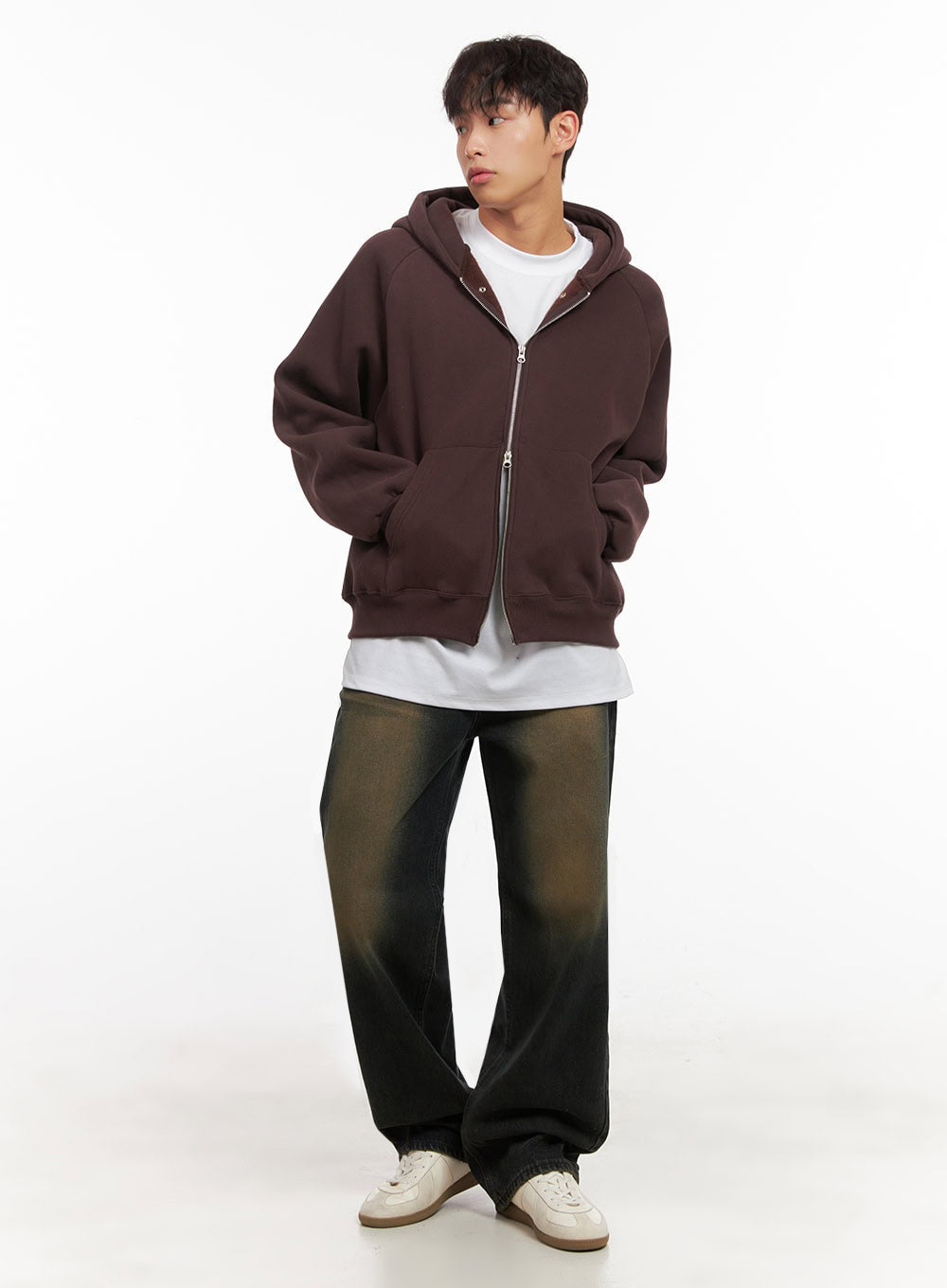 Men's Washed Vintage Wide-Fit Denim Jeans ID427