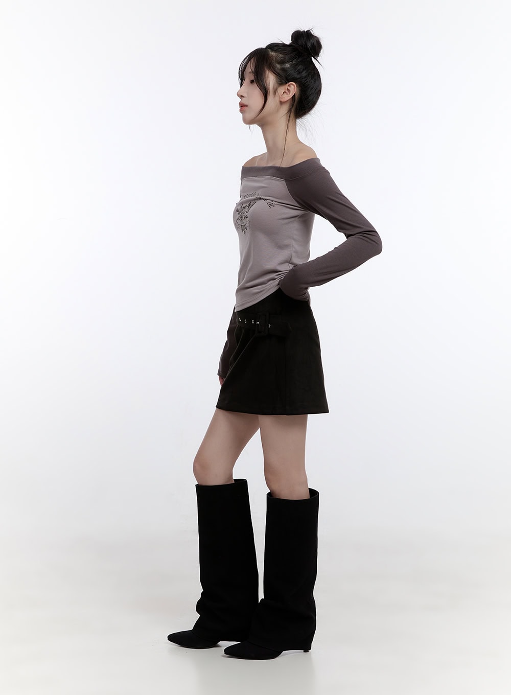 Buckle Suede Mini Skirt CO418