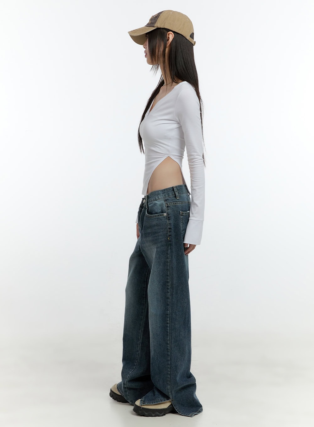 Donna Washed Wide-Leg Jeans CF507