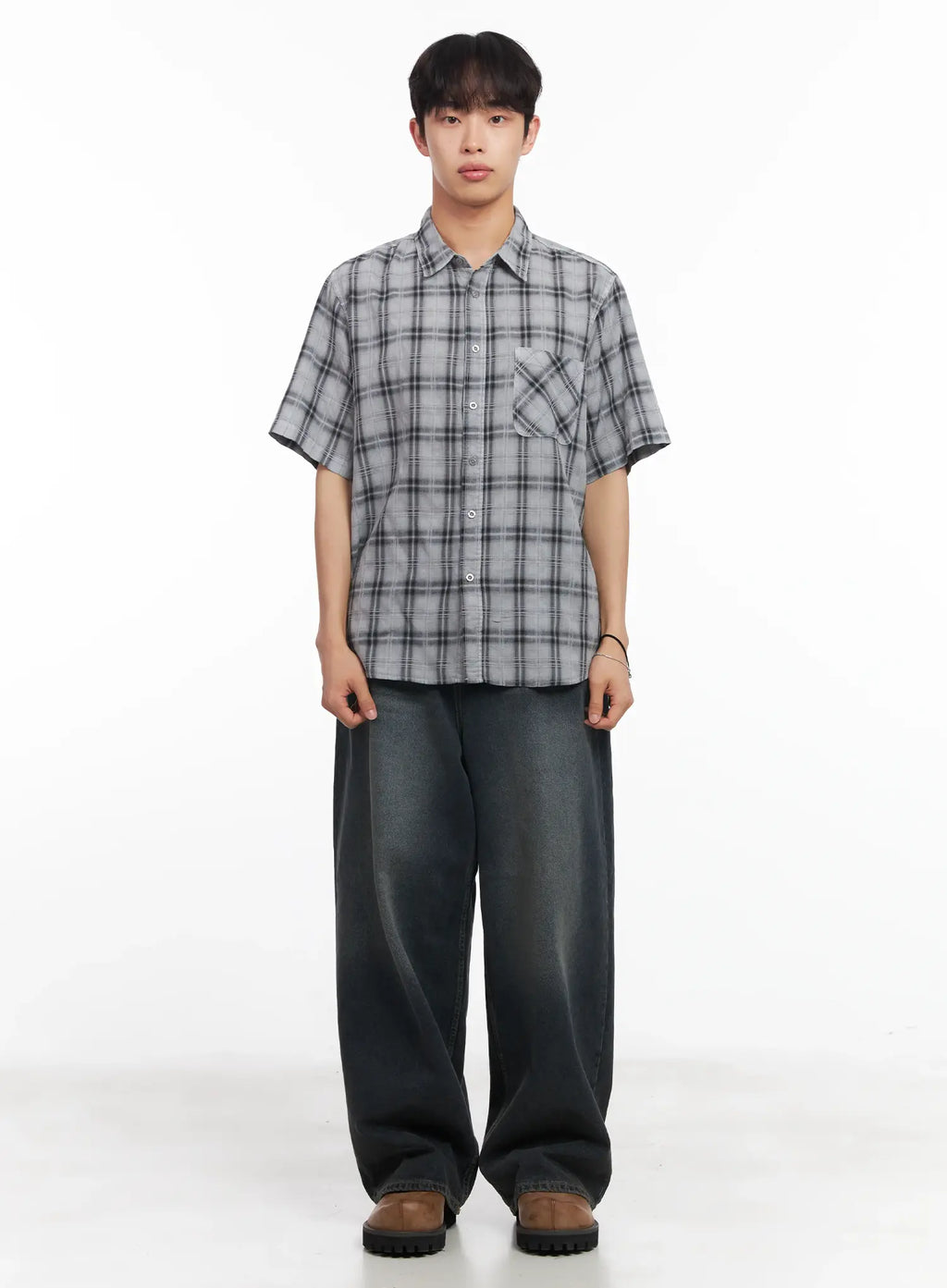 Men's Short-Sleeve Flannel Shirt IU519