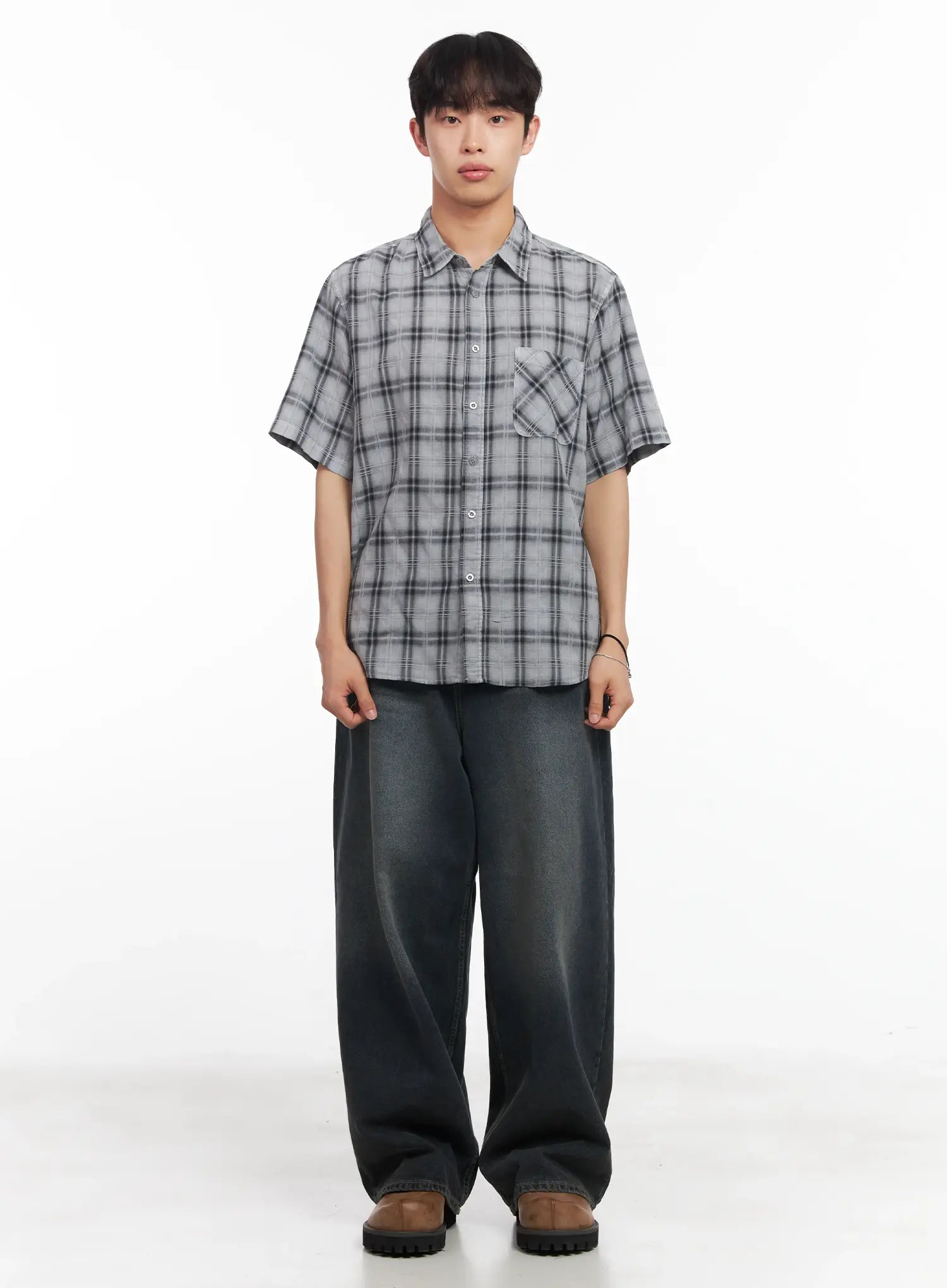 Men's Short-Sleeve Flannel Shirt IU519