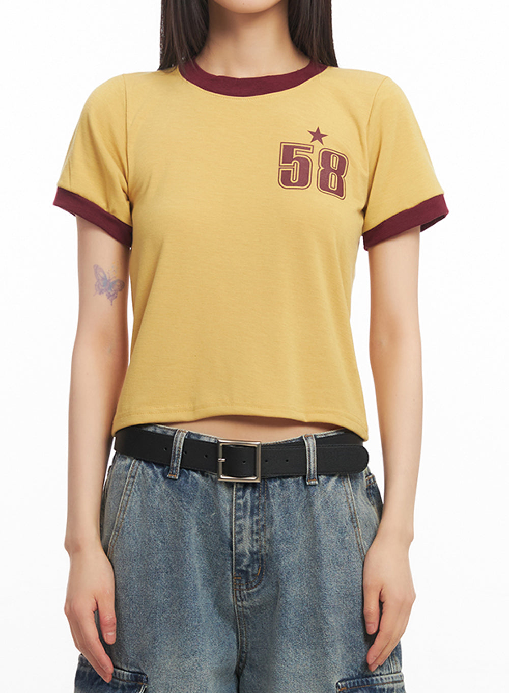 Star Number Graphic Crop Top IY502