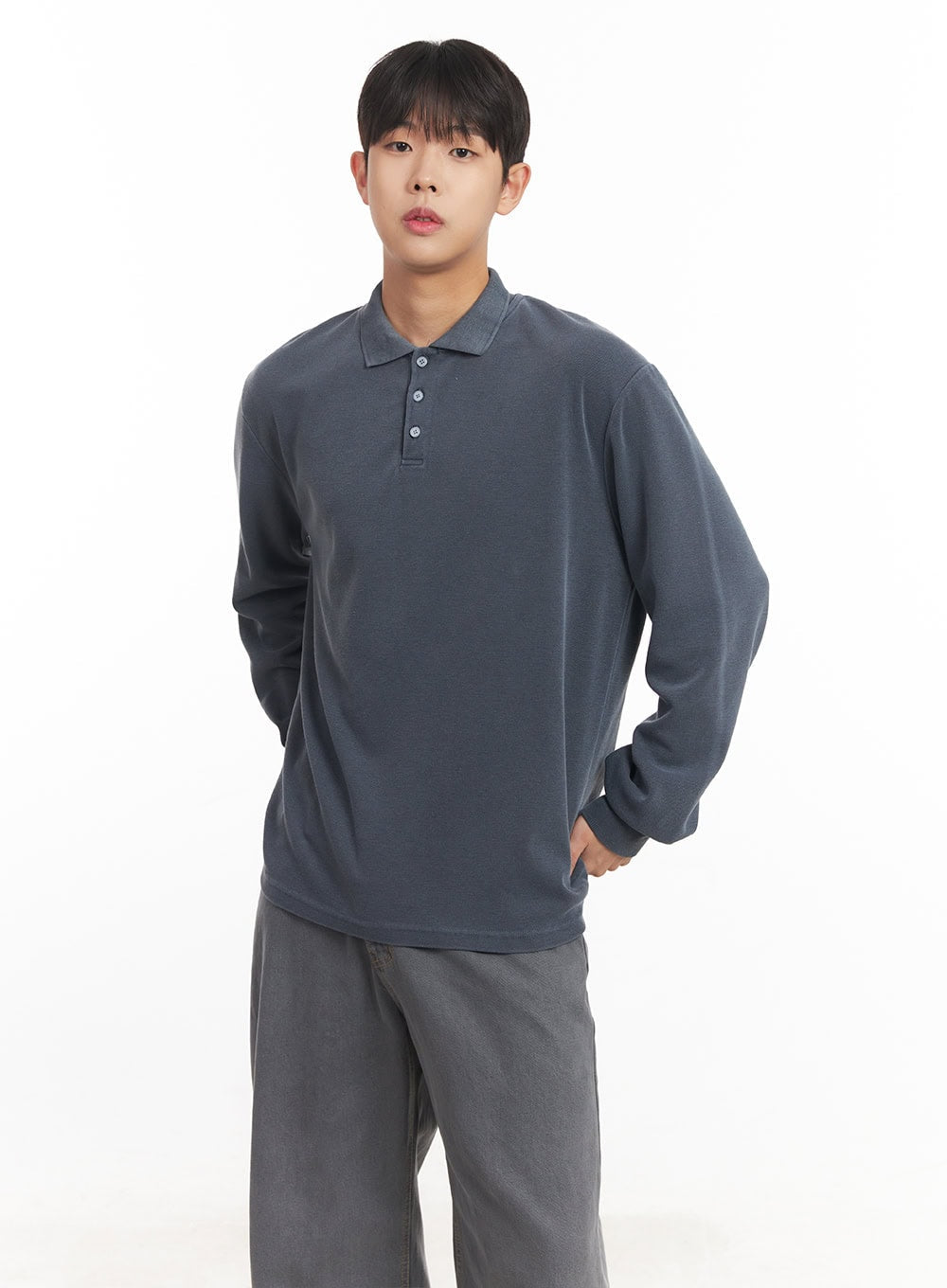 Men's Washed Cotton Collared T-Shirt IM527