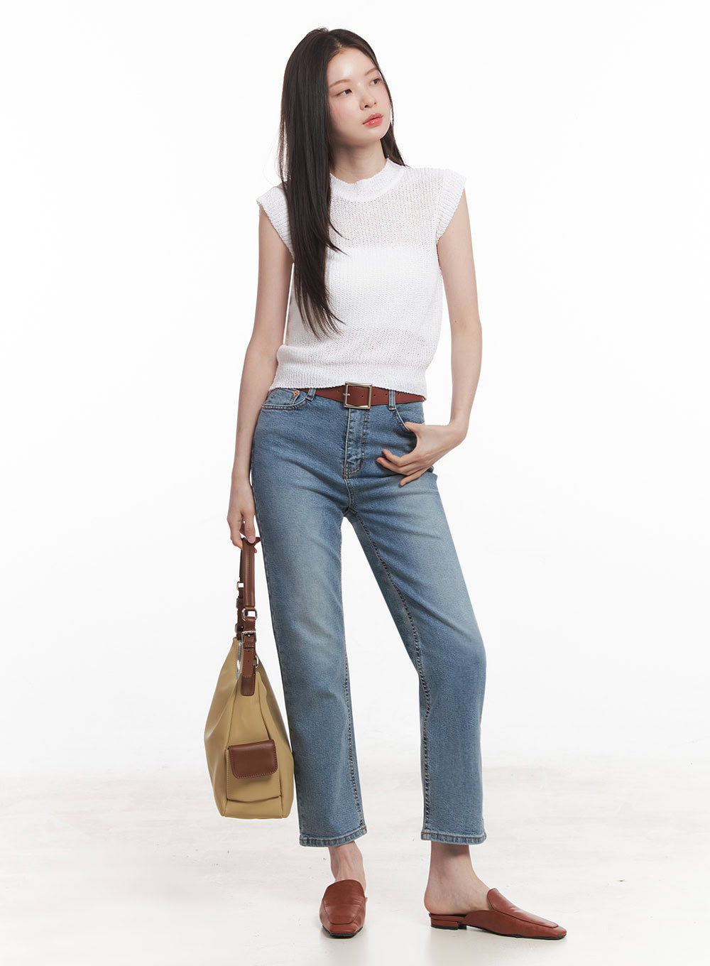 Sheer Mock-Neck Knit Top IY508